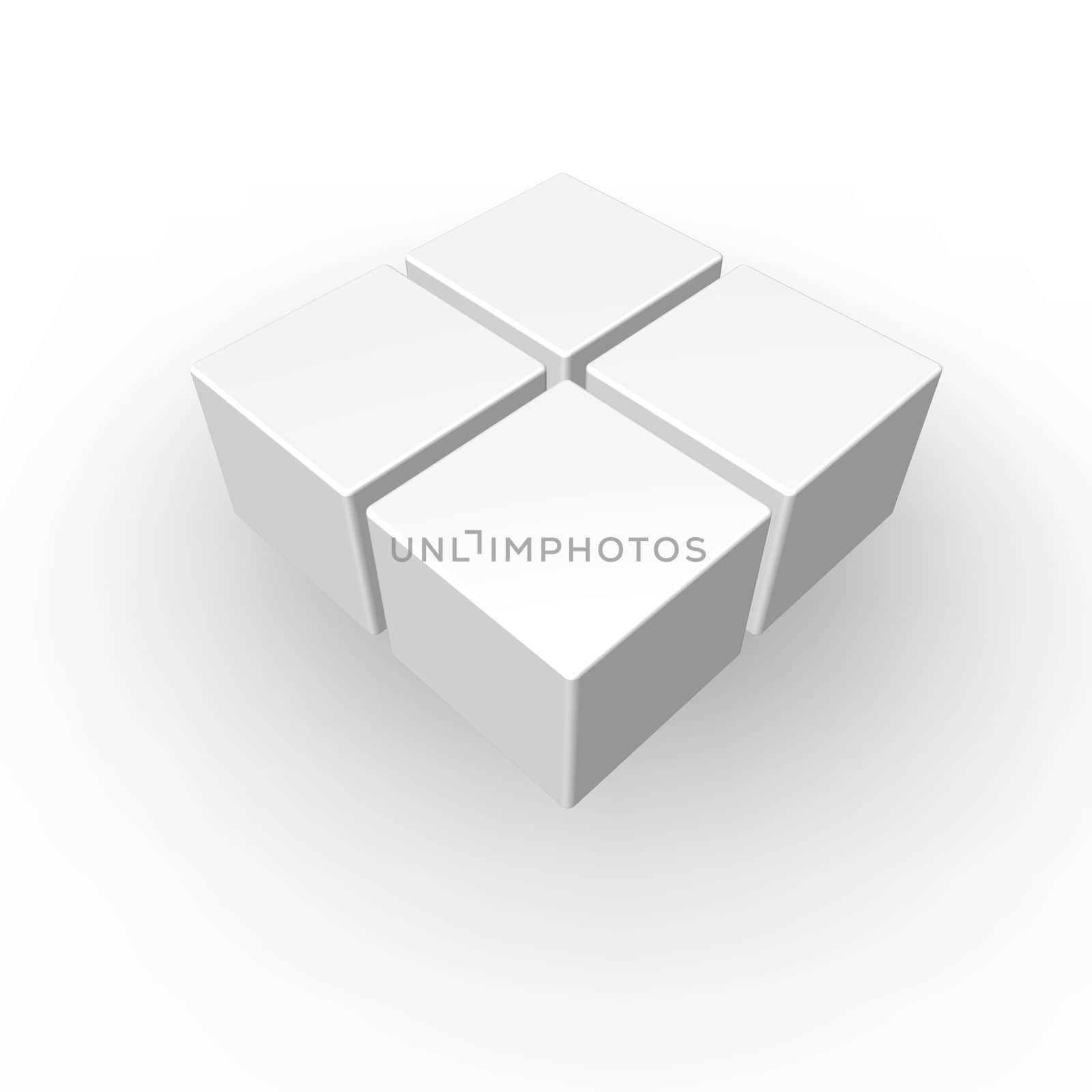 cubes in a grid on white background - 3d illustration