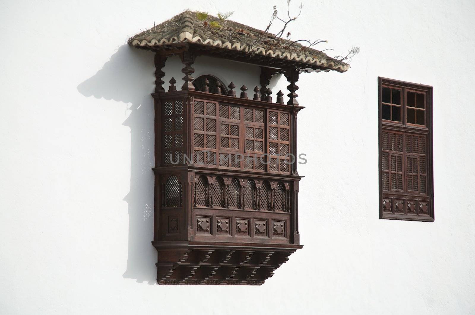 typical balcony at canary islands 400 years old
