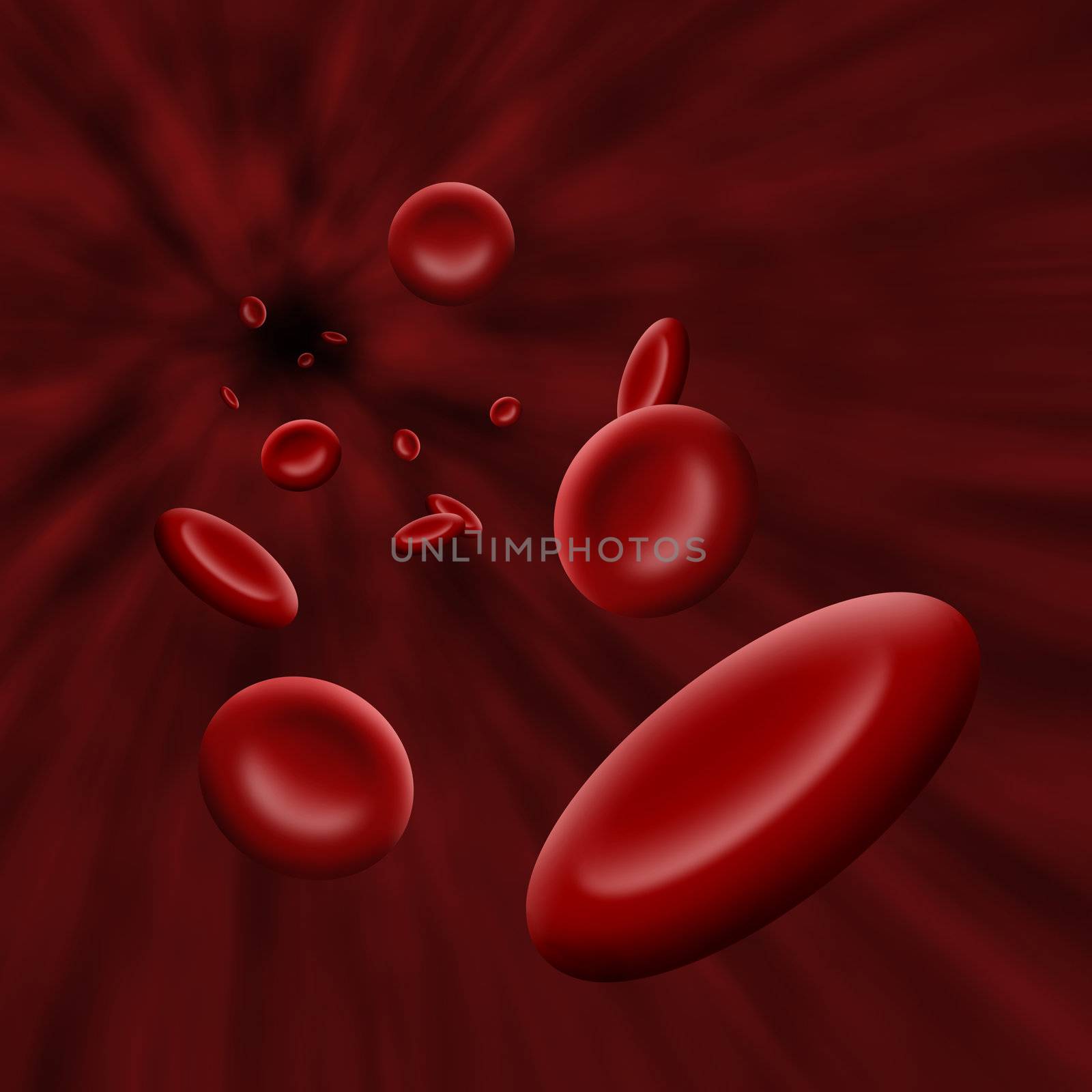 Illustration of platelet cells flowing through bloodstream