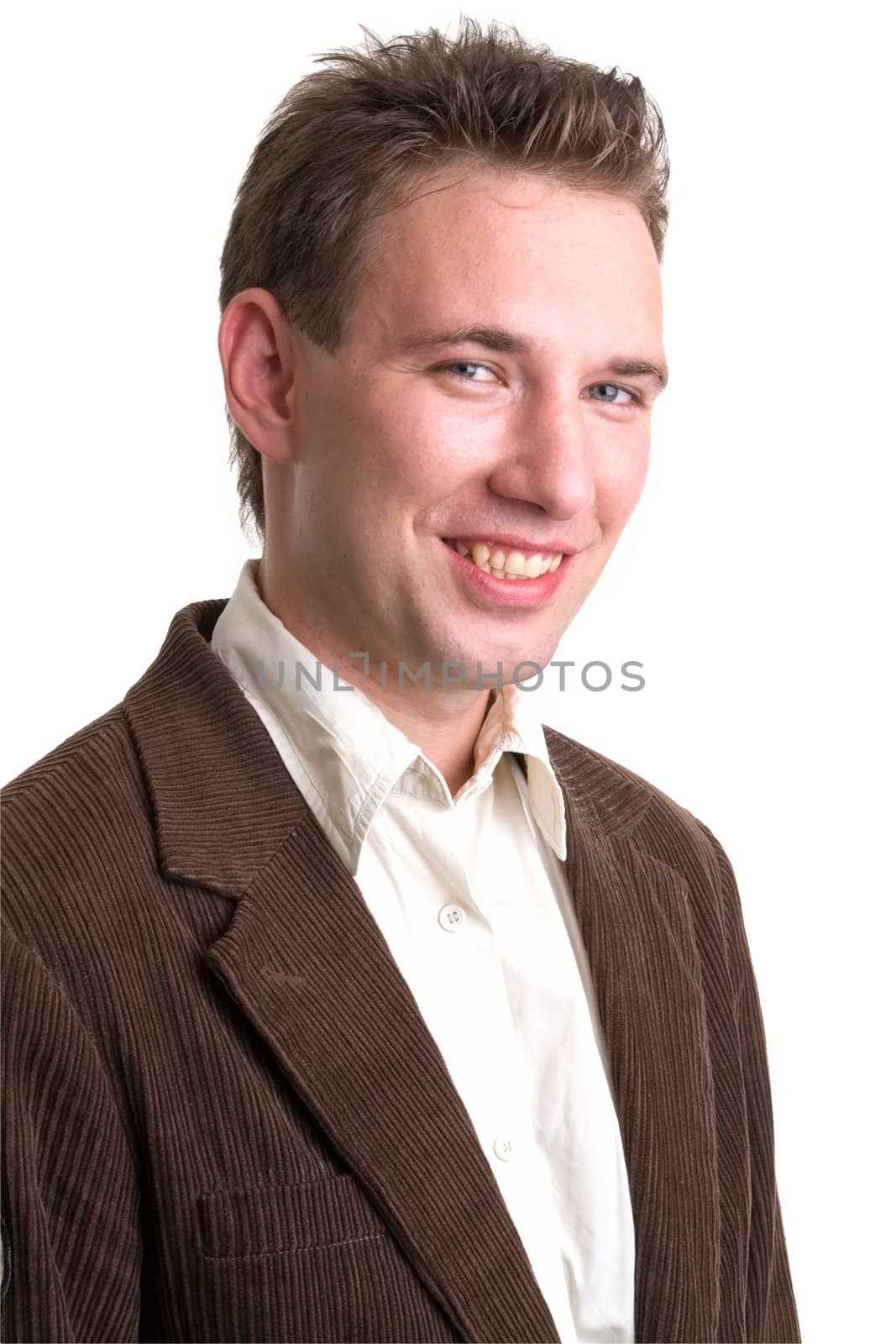 Young business man isolated on white background.