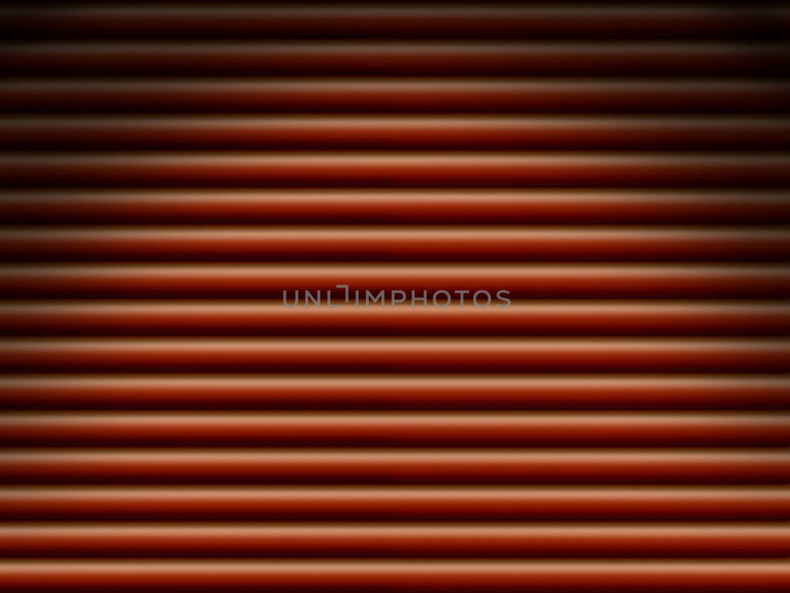 Red horizontal tube pipe background dramatically lit from above