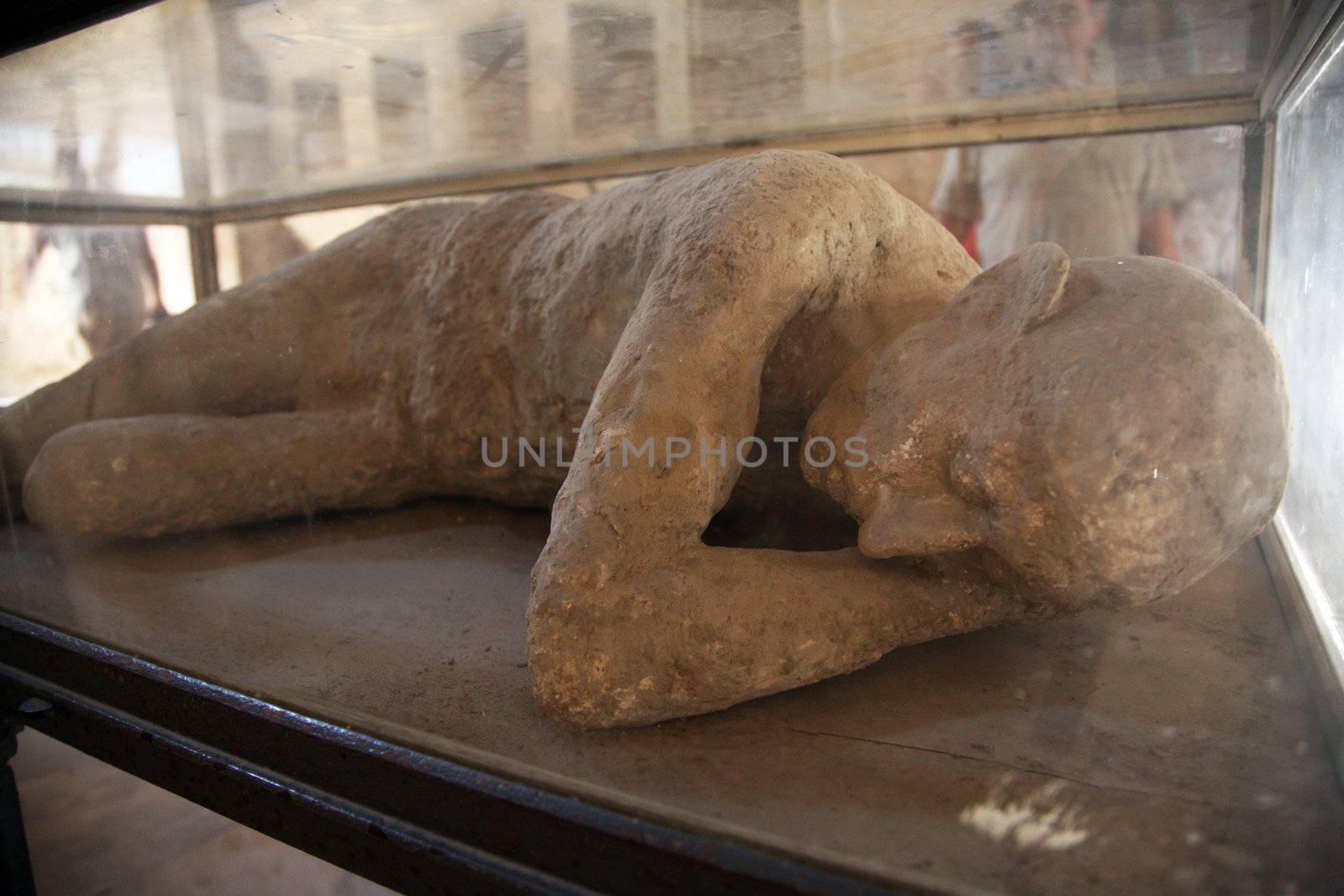 gypsum deadman in ancient pompeii city in italy