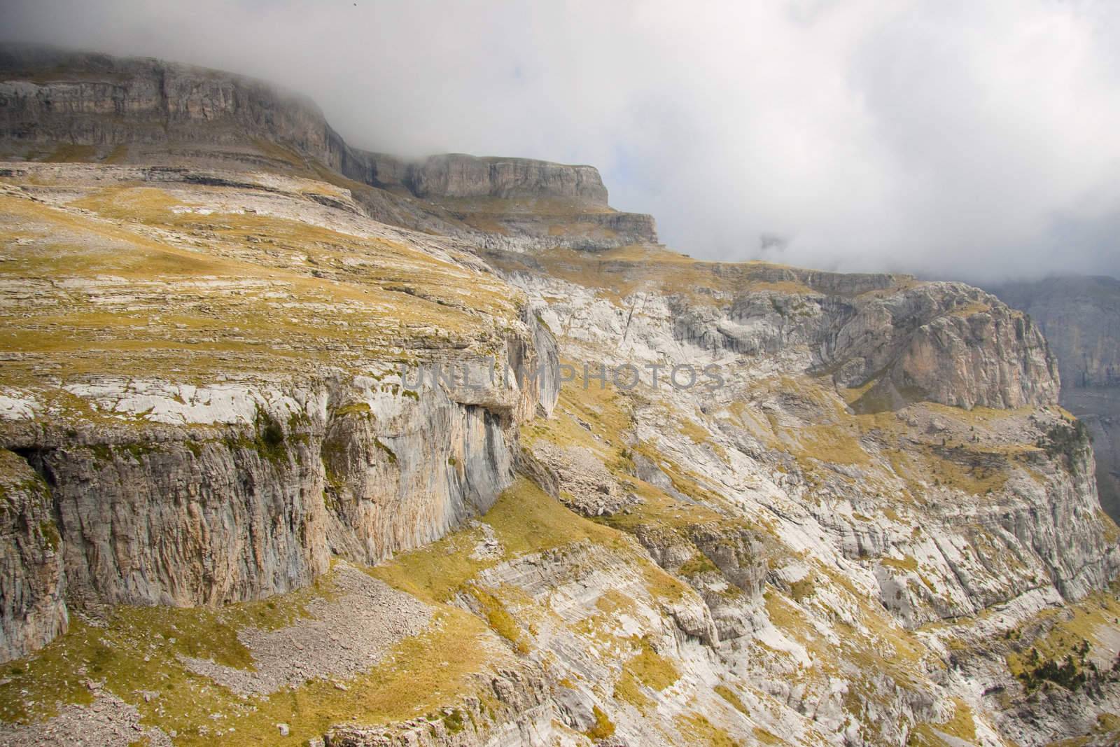 Ordesa National Park in Spain. Canyon Anisclo in rainy day.