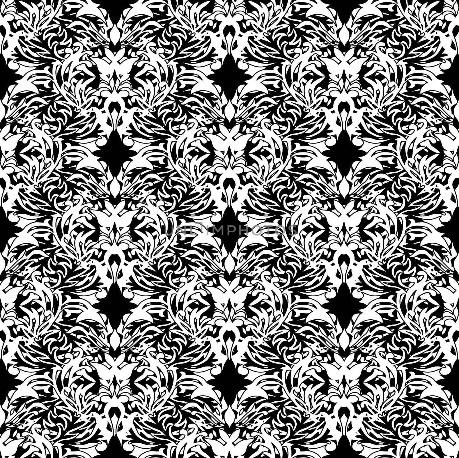 white and black pen and ink floral design ideal background