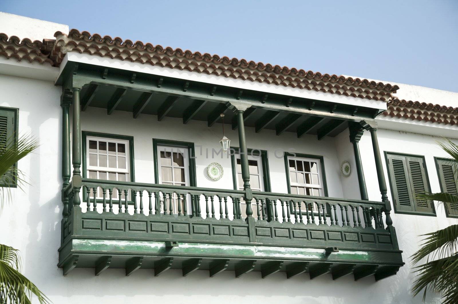 typical wood balcony at canary islands