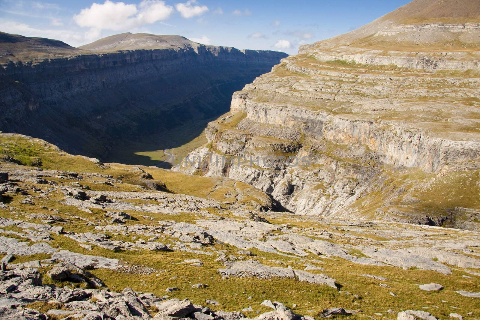 Big and beauty Ordesa Valley in National Spanish park - Pyrenees