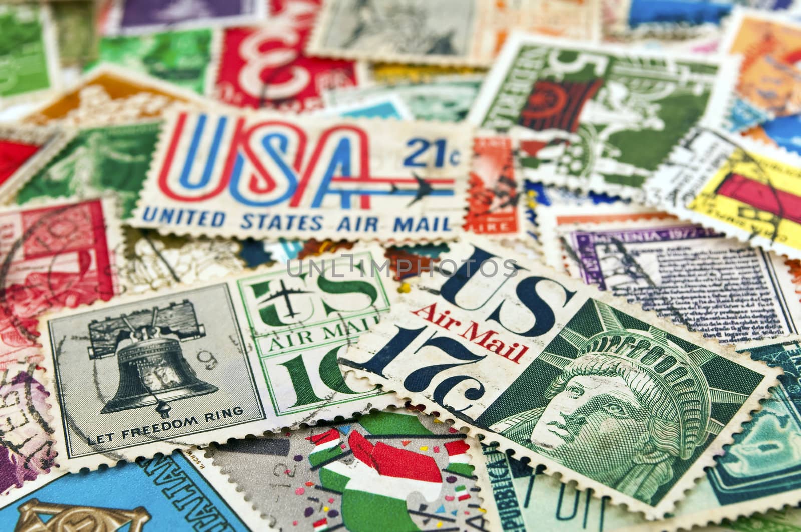 Vintage postage stamps from the USA and other countries around the world.