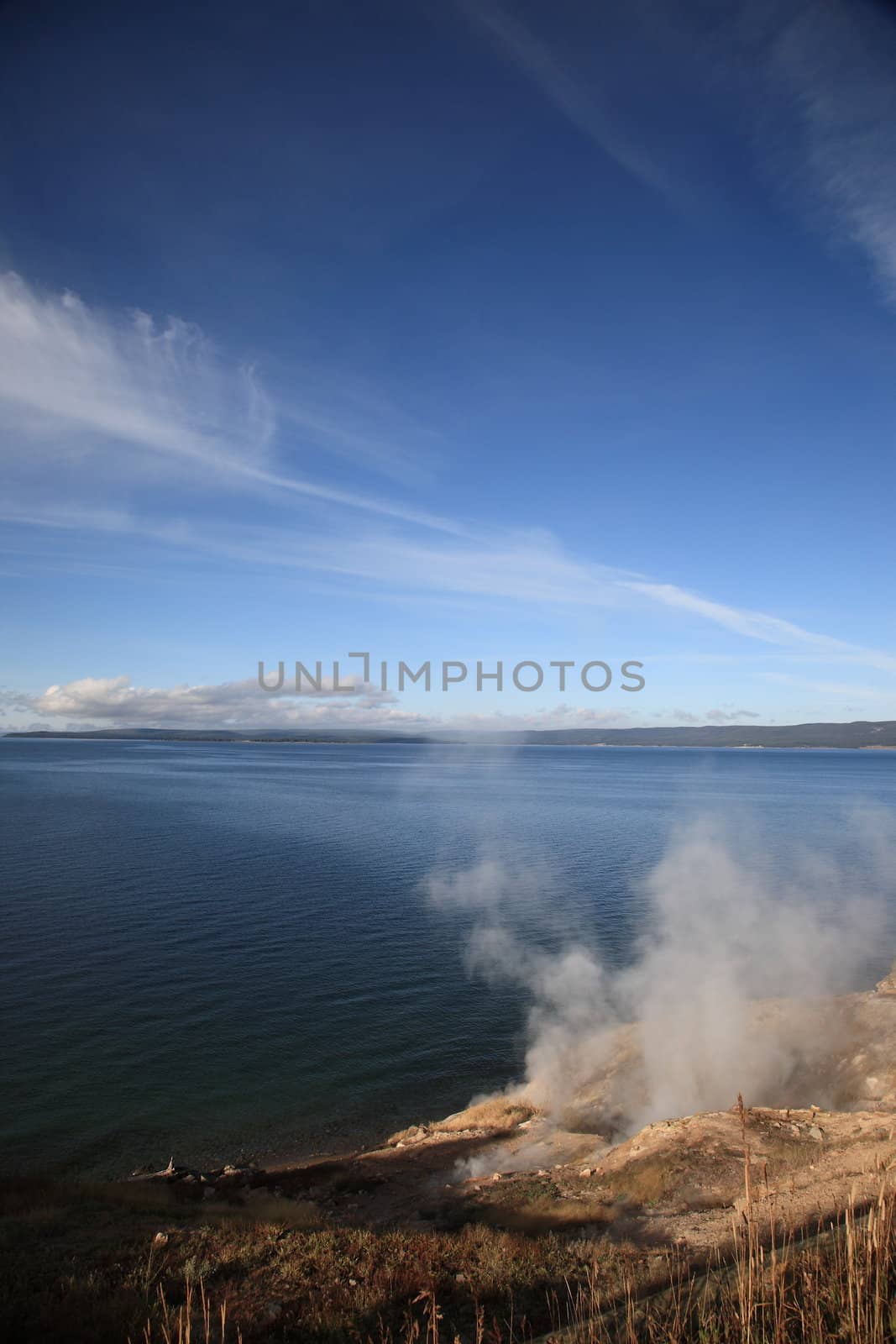 Yellowstone Lake and Hot Springs by Ffooter