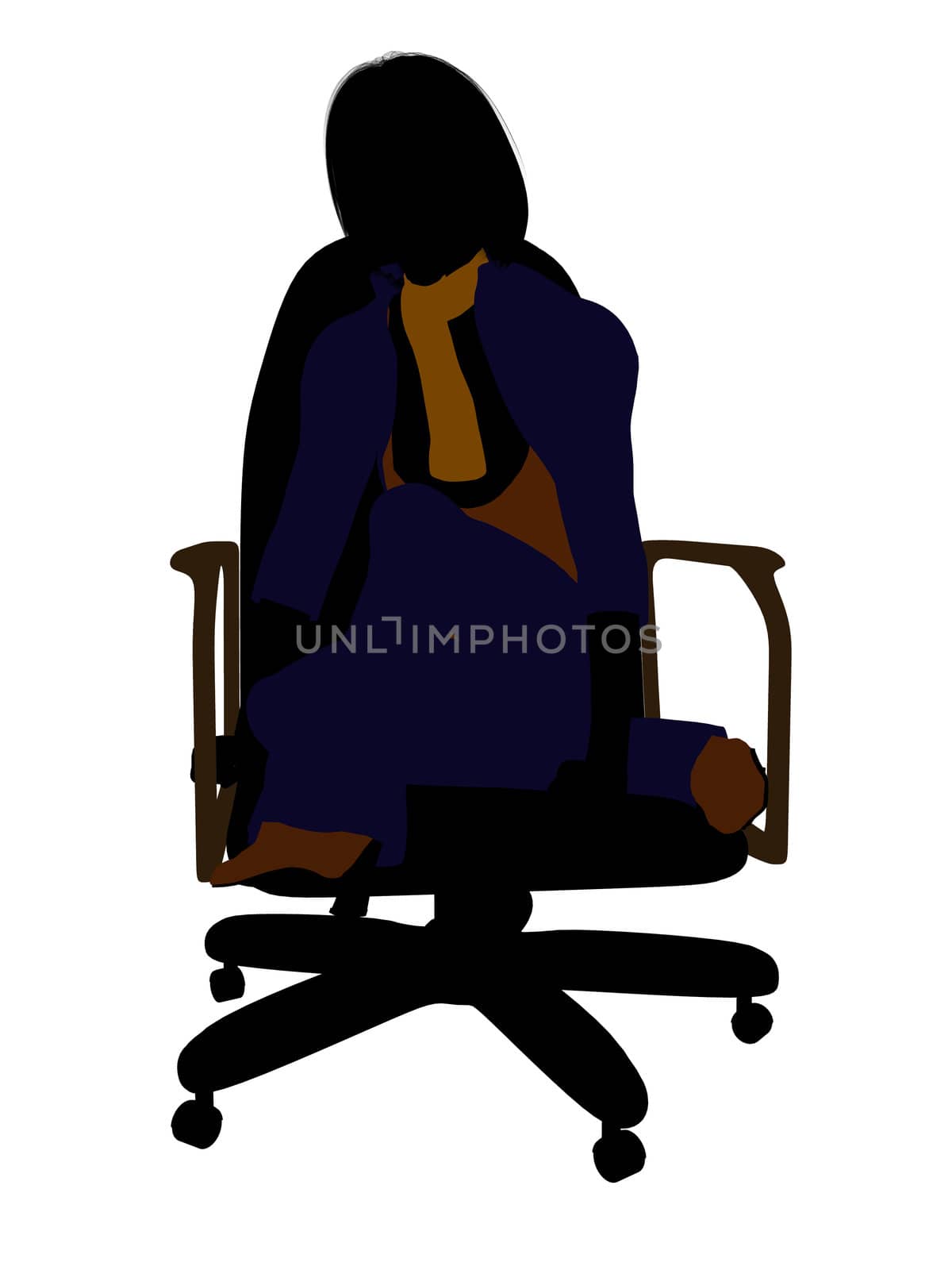 Female business executive silhouette on a white background