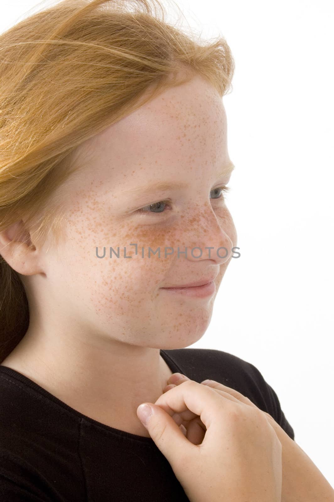 portrait of young smiling girl isolated on white background