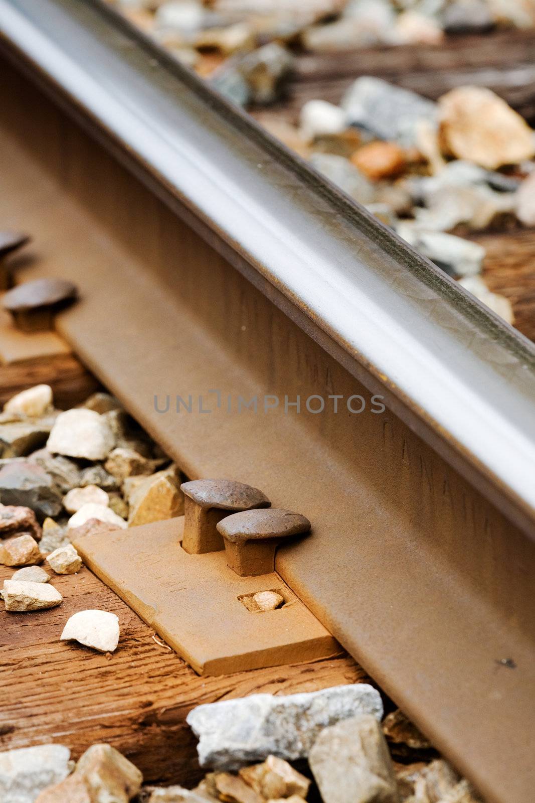 close up of a railroad spike