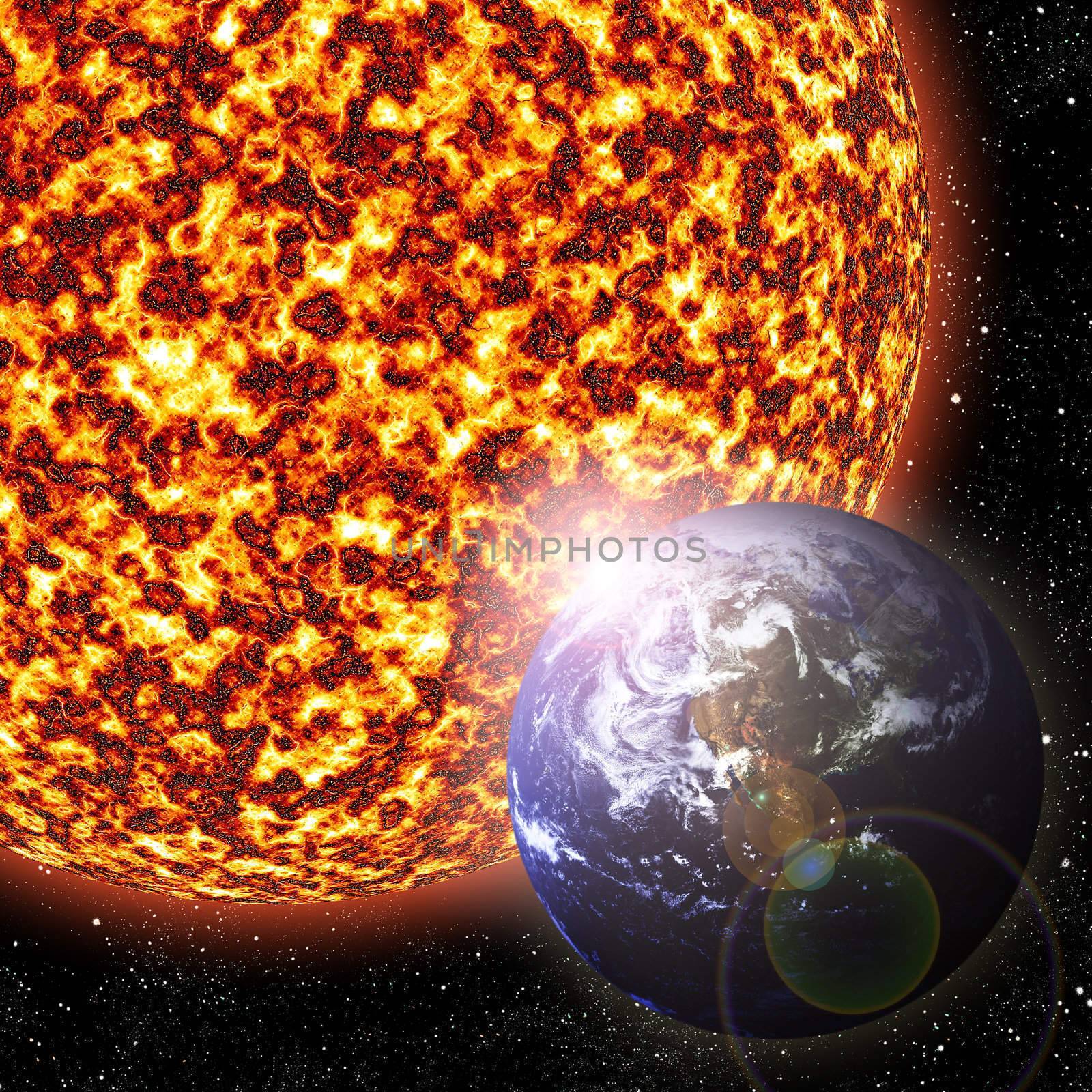 Earth revolving around the sun - 3D illustration