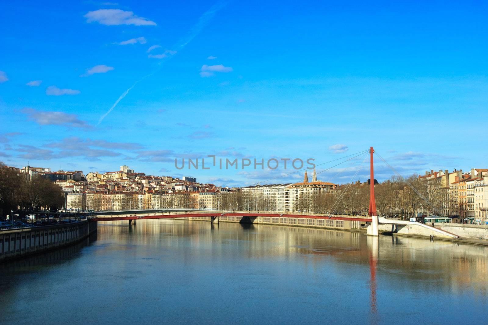 The bank of the Saone river at the city of Lyon in east-central France
