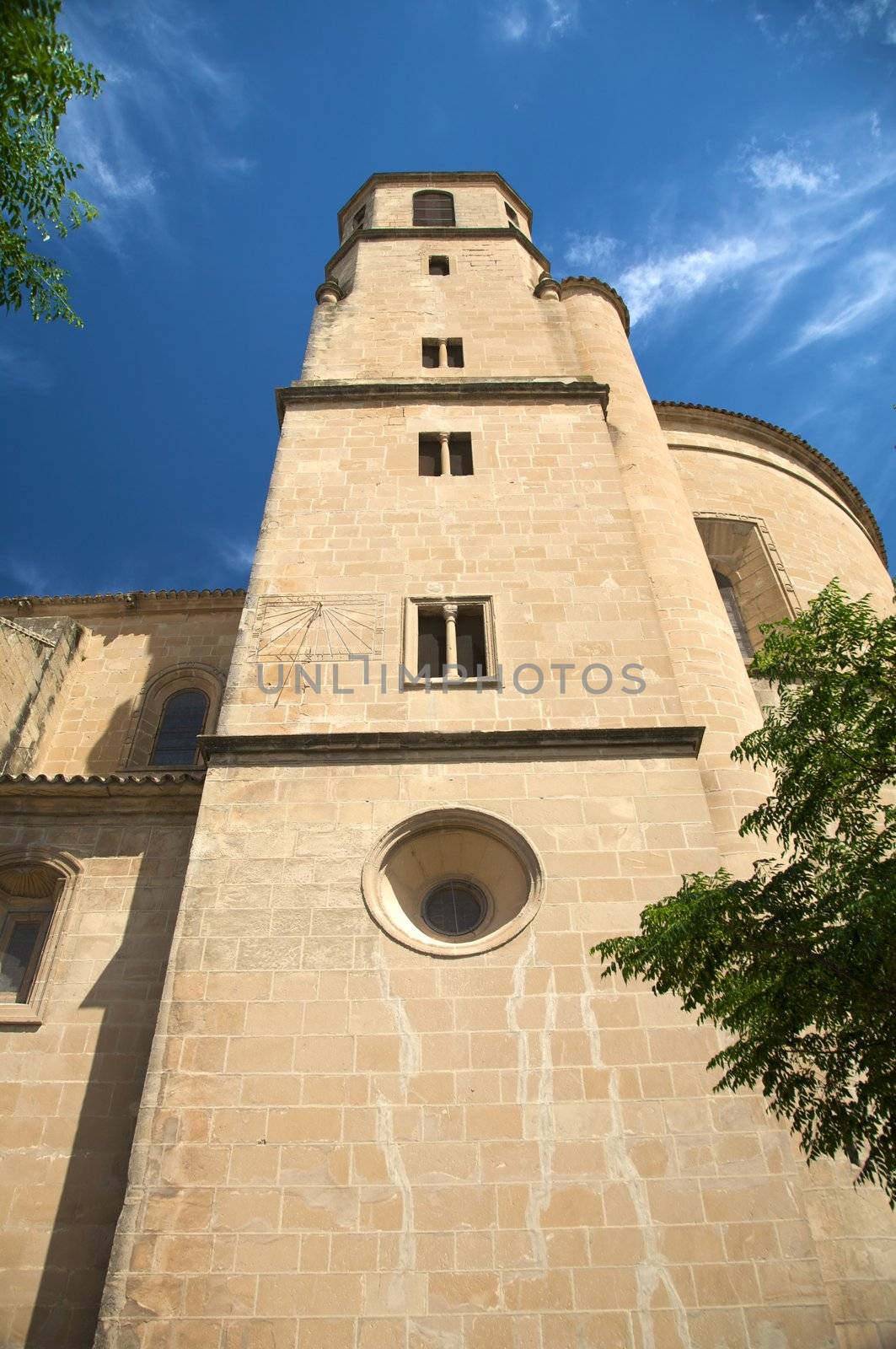 bell tower of el salvador church at ubeda city in spain
