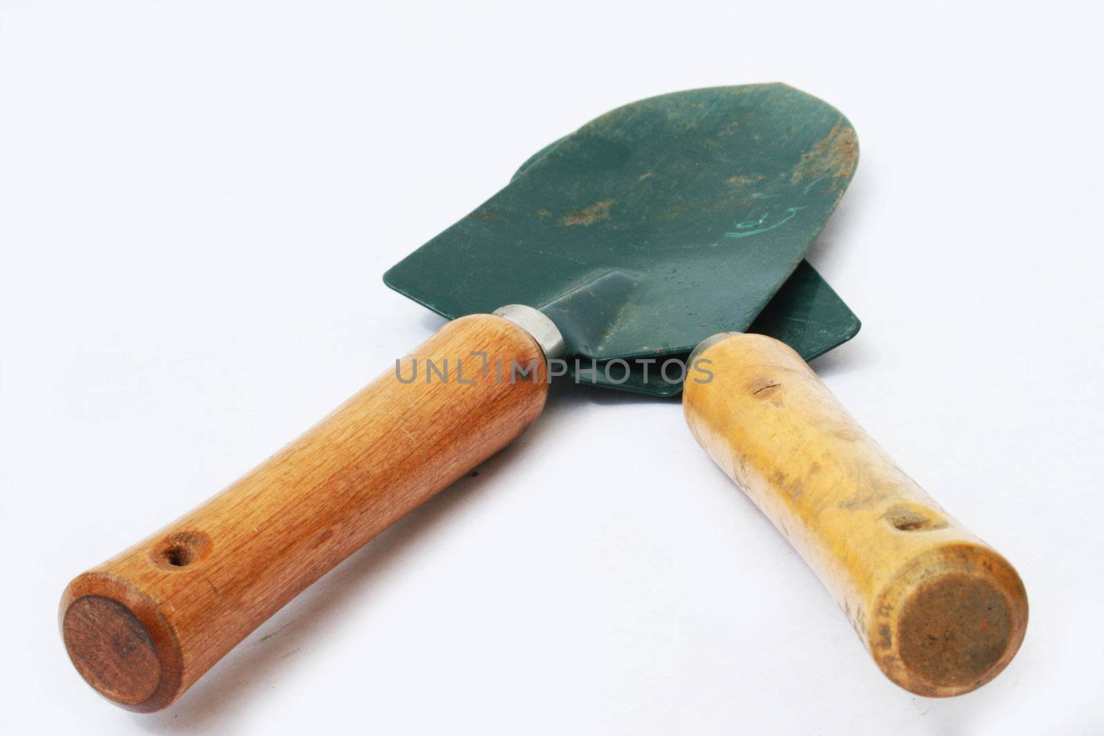Two garden trowels against white background