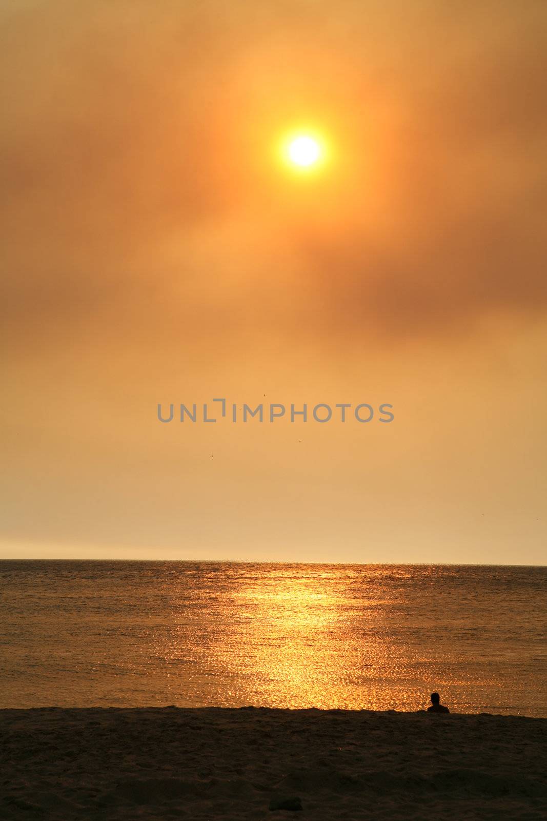 gold sunset in a spanish beach