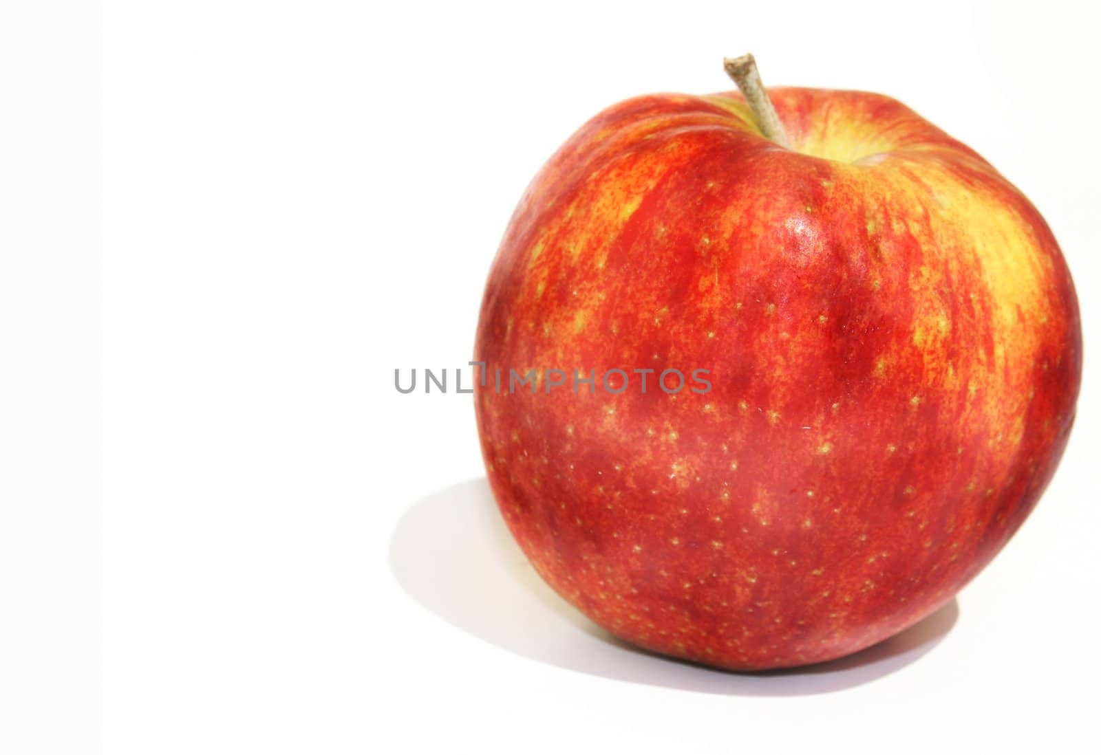 Single red apple against white background
