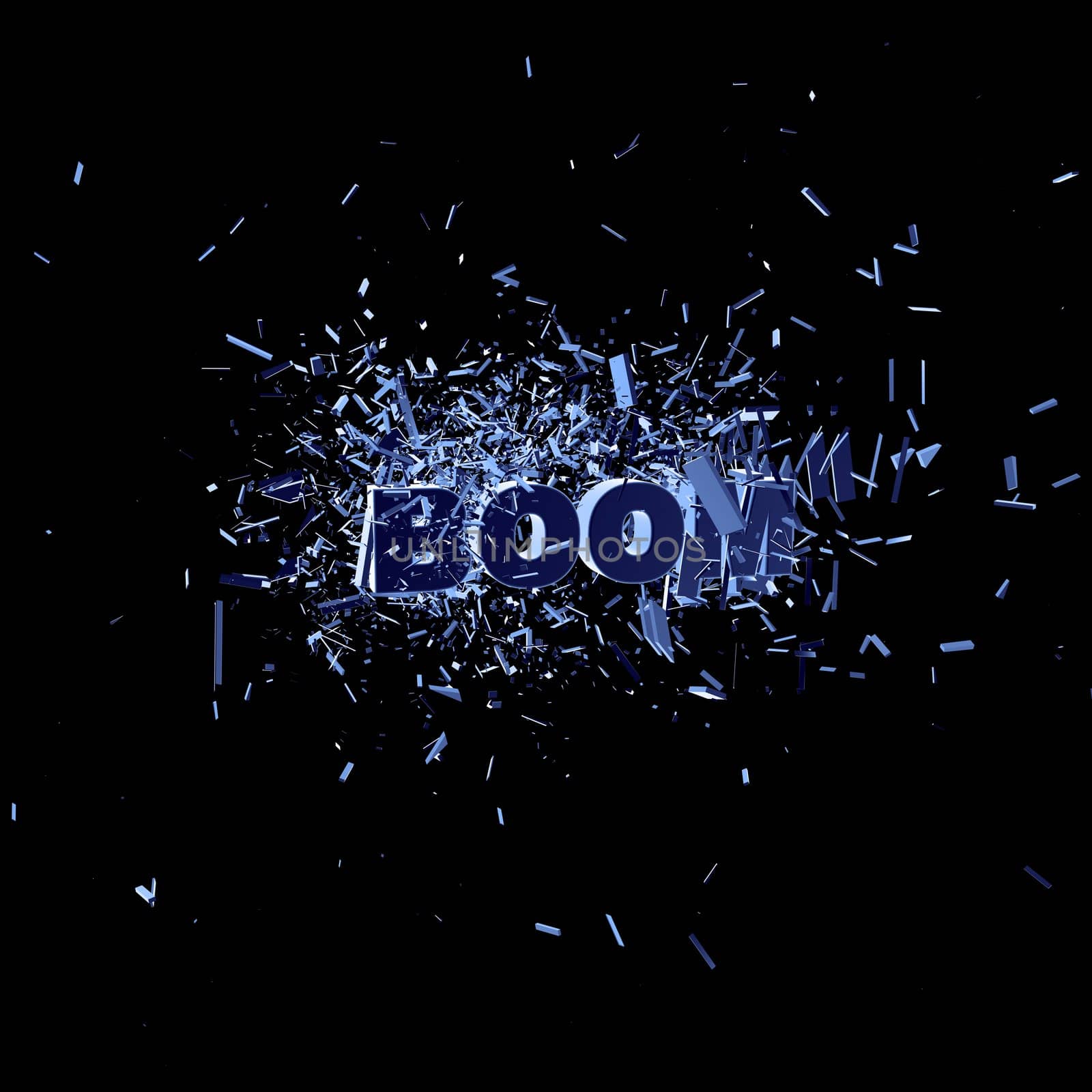 the word boom in an explosion - 3d illustration