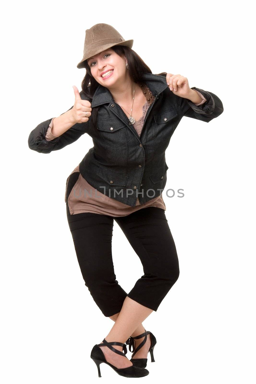 dancing beautiful woman on a white background