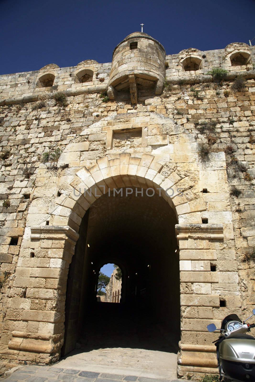 castle front door of retimno city in crete