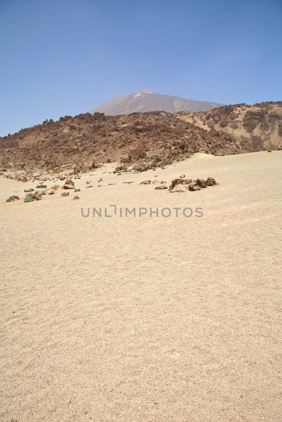 landscape with teide volcano at the top in tenerife spain