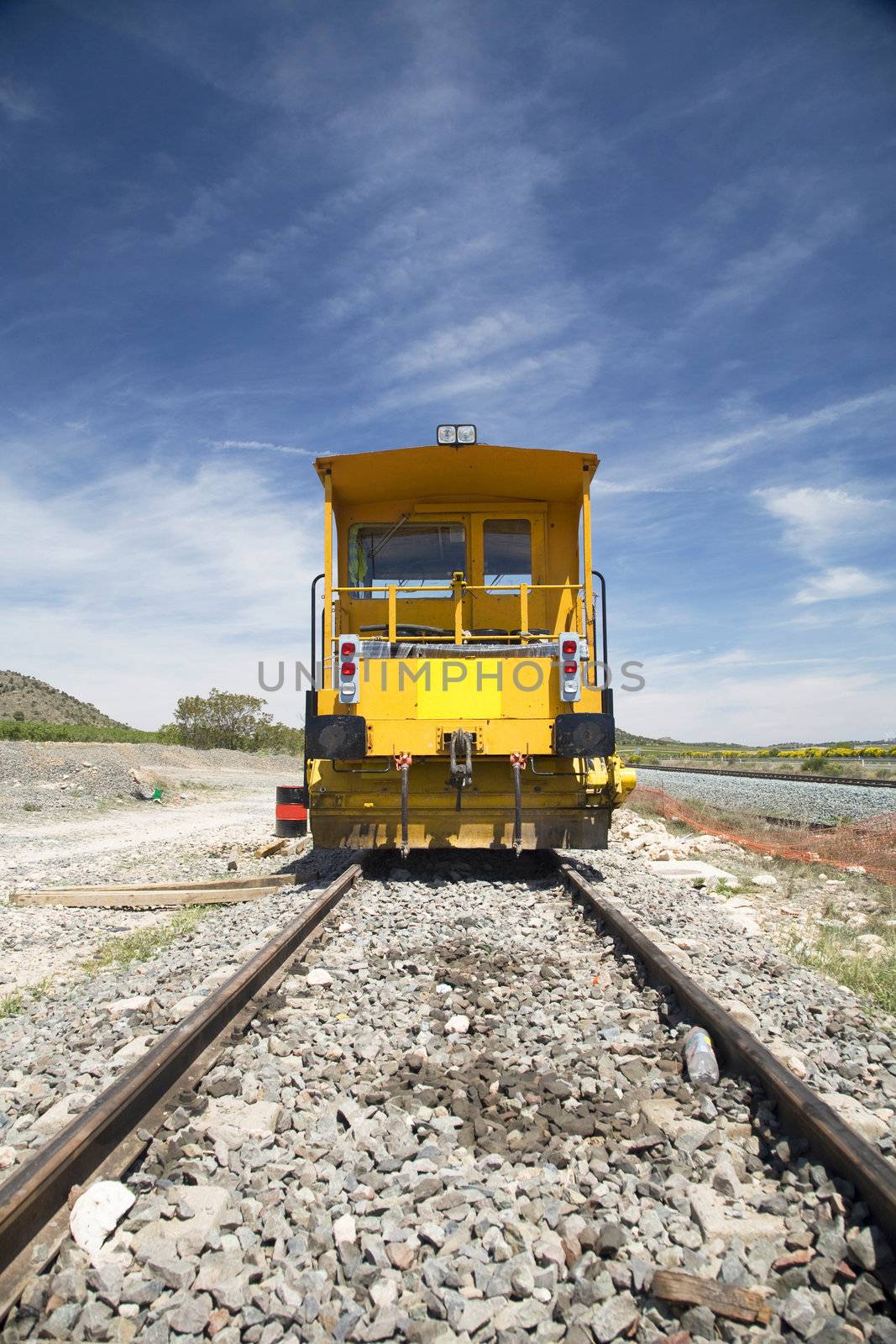 locomotive for works on rail train at albacete country in spain