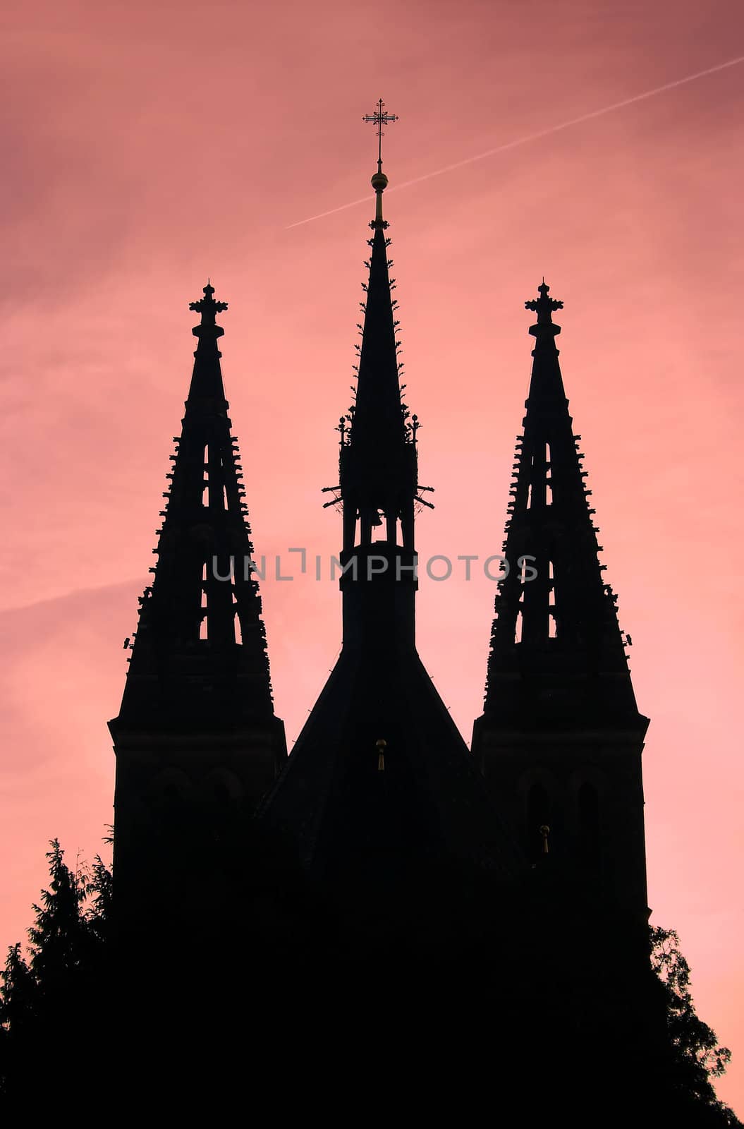 Vysehrad - second seat of the Bohemian princes and kings of the Premyslides dynasty, founded in the 10th cent. The original castle figured in romantic legends about the beginning of Prague and the Bohemian state.
Chapter Church of St Peter and Paul in the Vysehrad. 