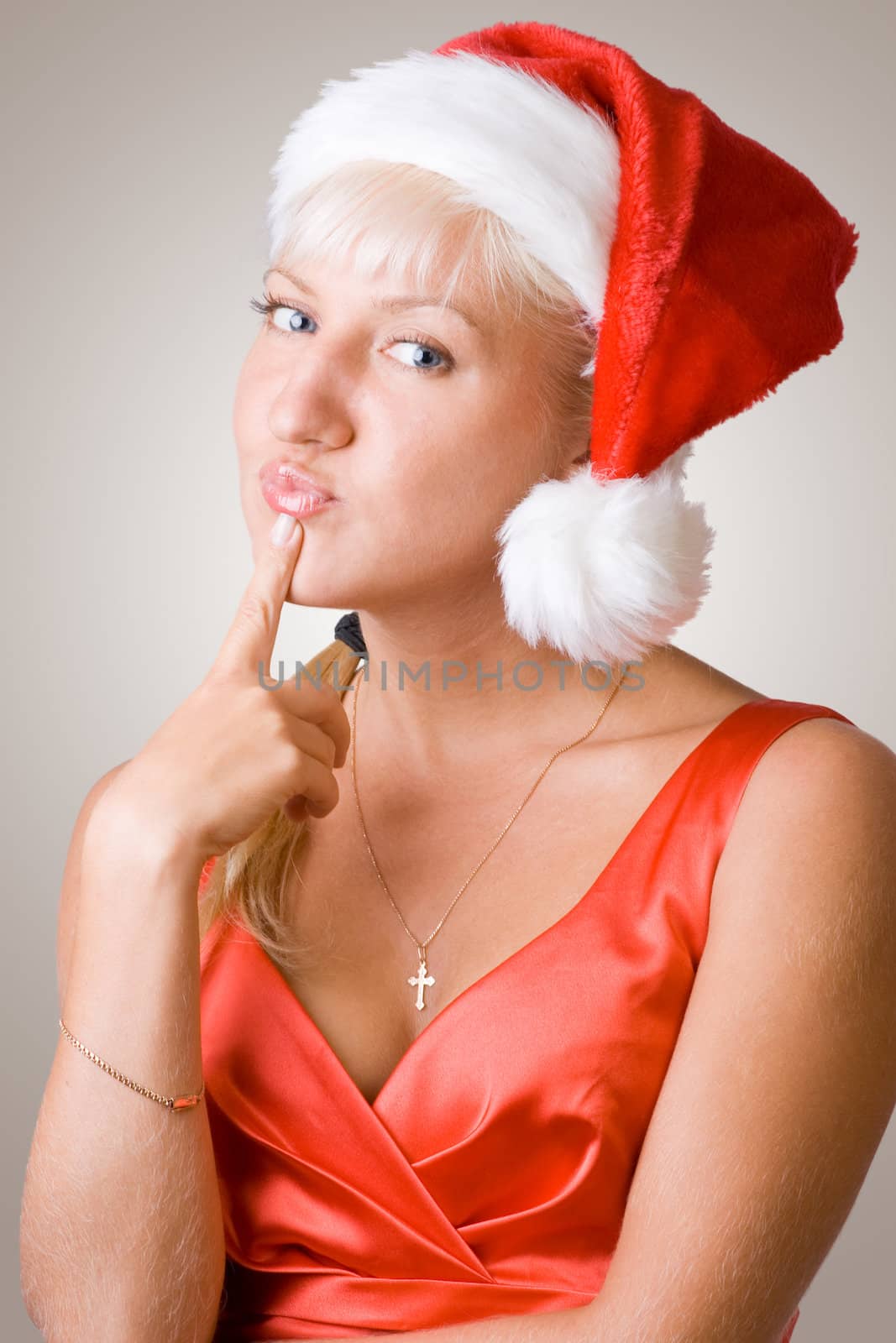 Christmas girl being deep in thought. #1 by Amidos