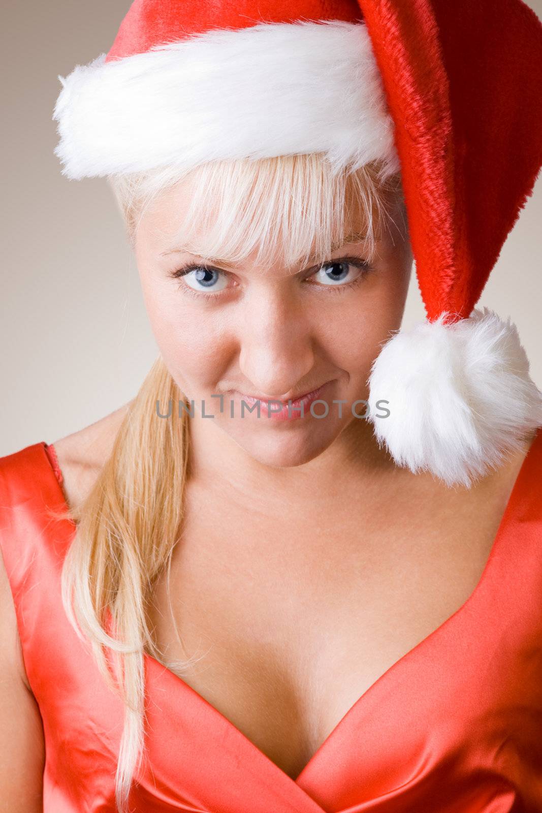Christmas girl glares at camera