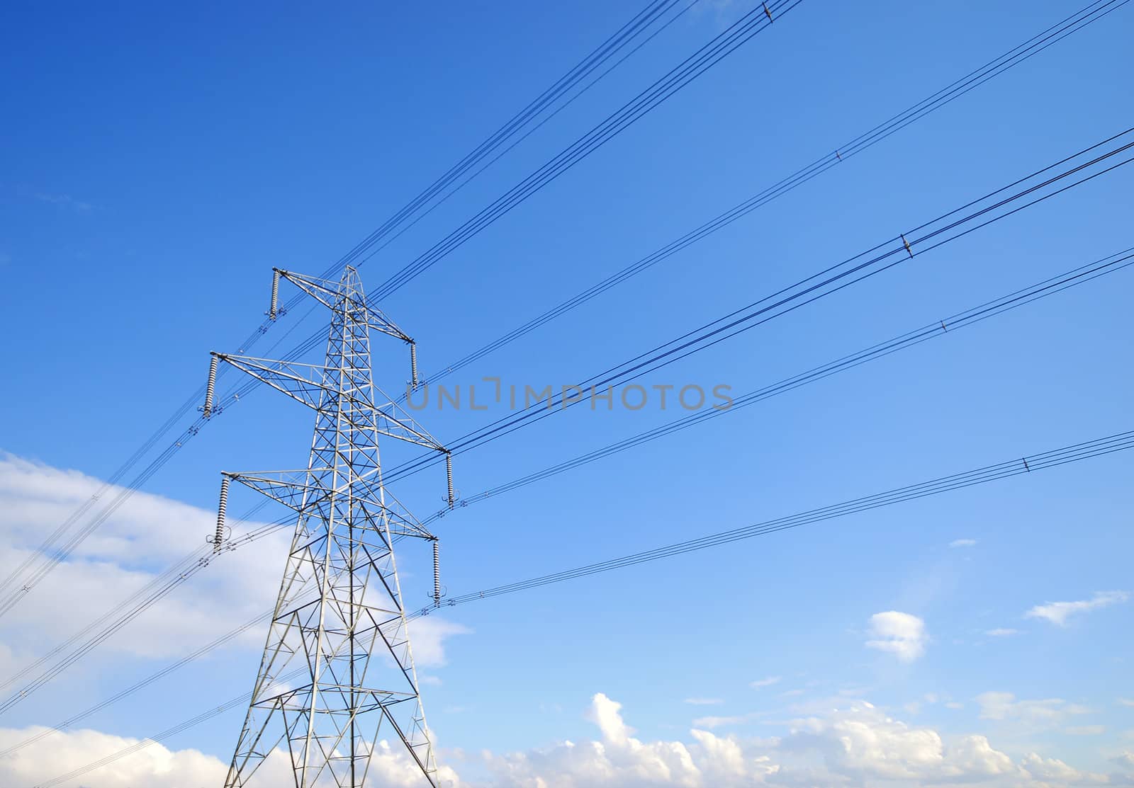 View of electricity pylon and power lines