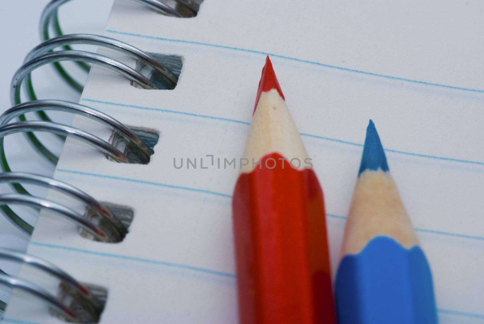 Closeup of colored crayons on white background