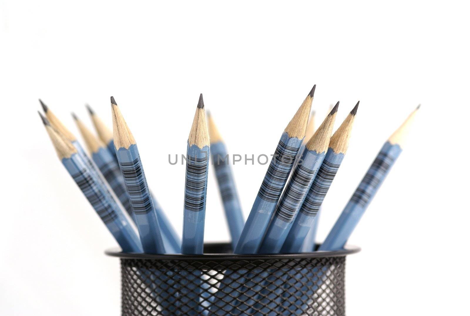 Pens on white background