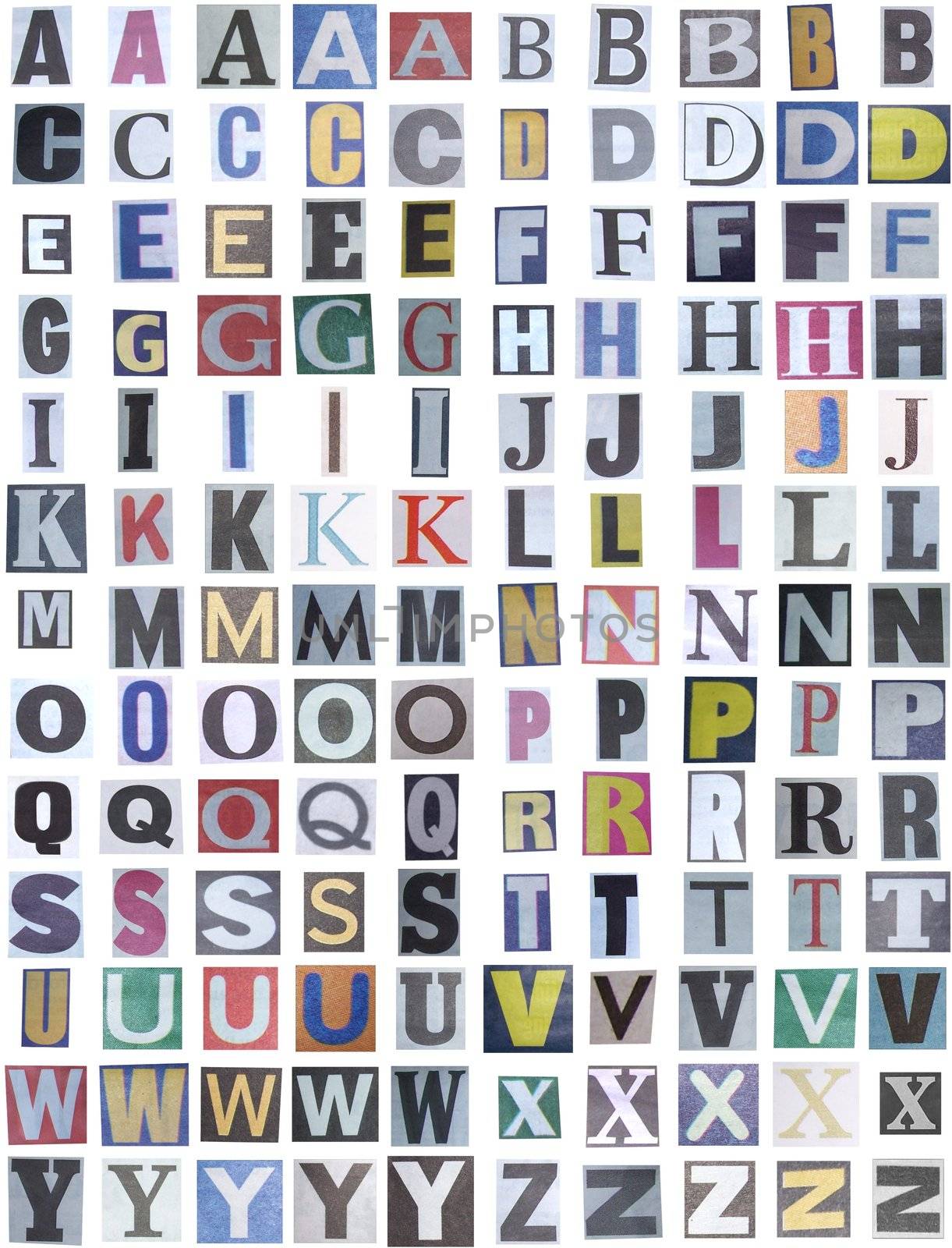 Newspaper alphabet upper case
