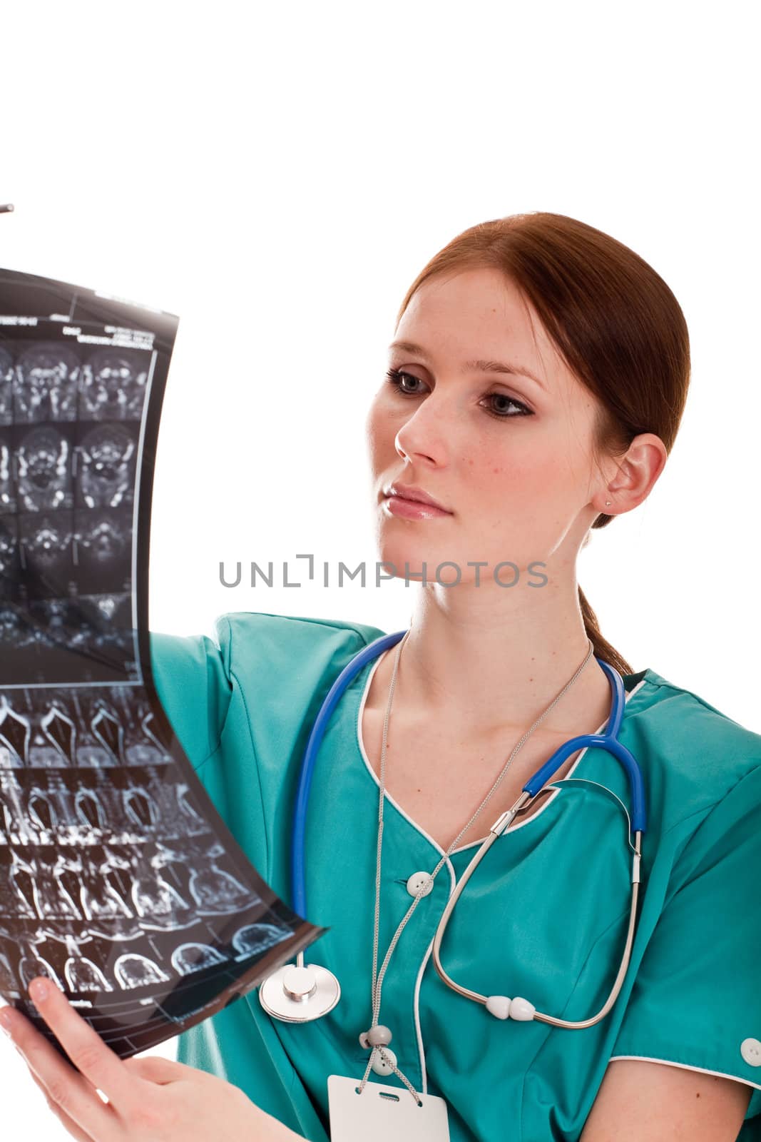 Female doctor looking at xray picture
