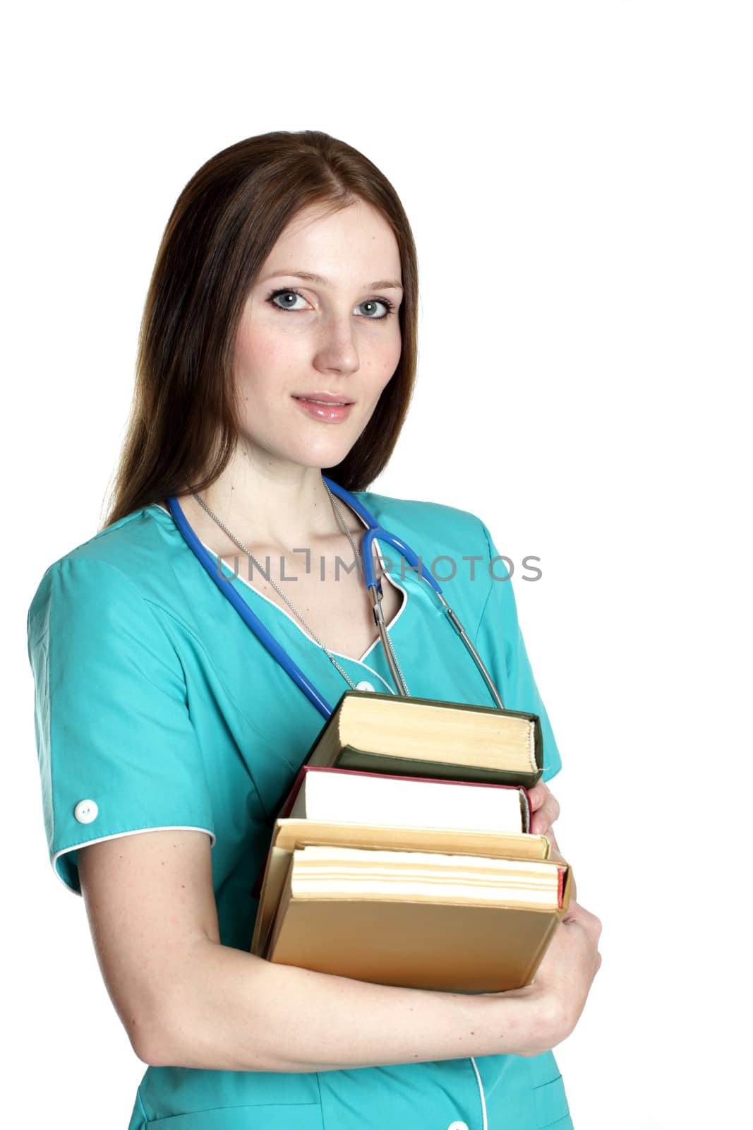 Portrait of female doctor with books by Nobilior