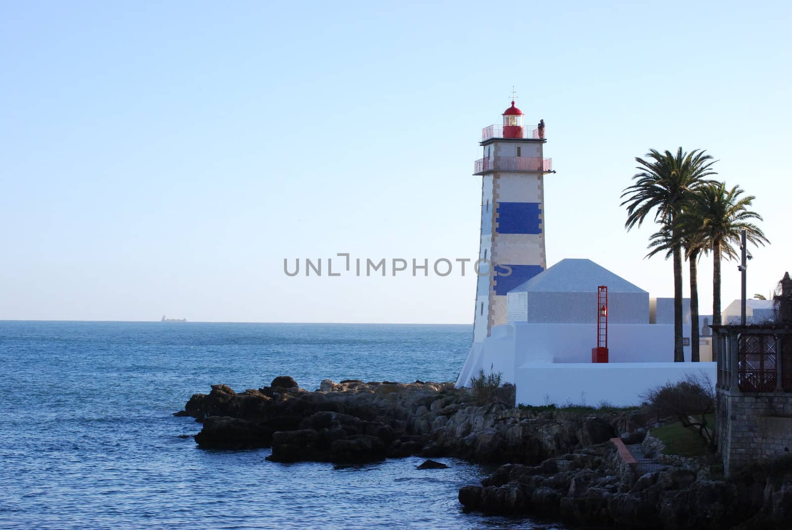 Lighthouse in the harbour of Cascais, Portugal