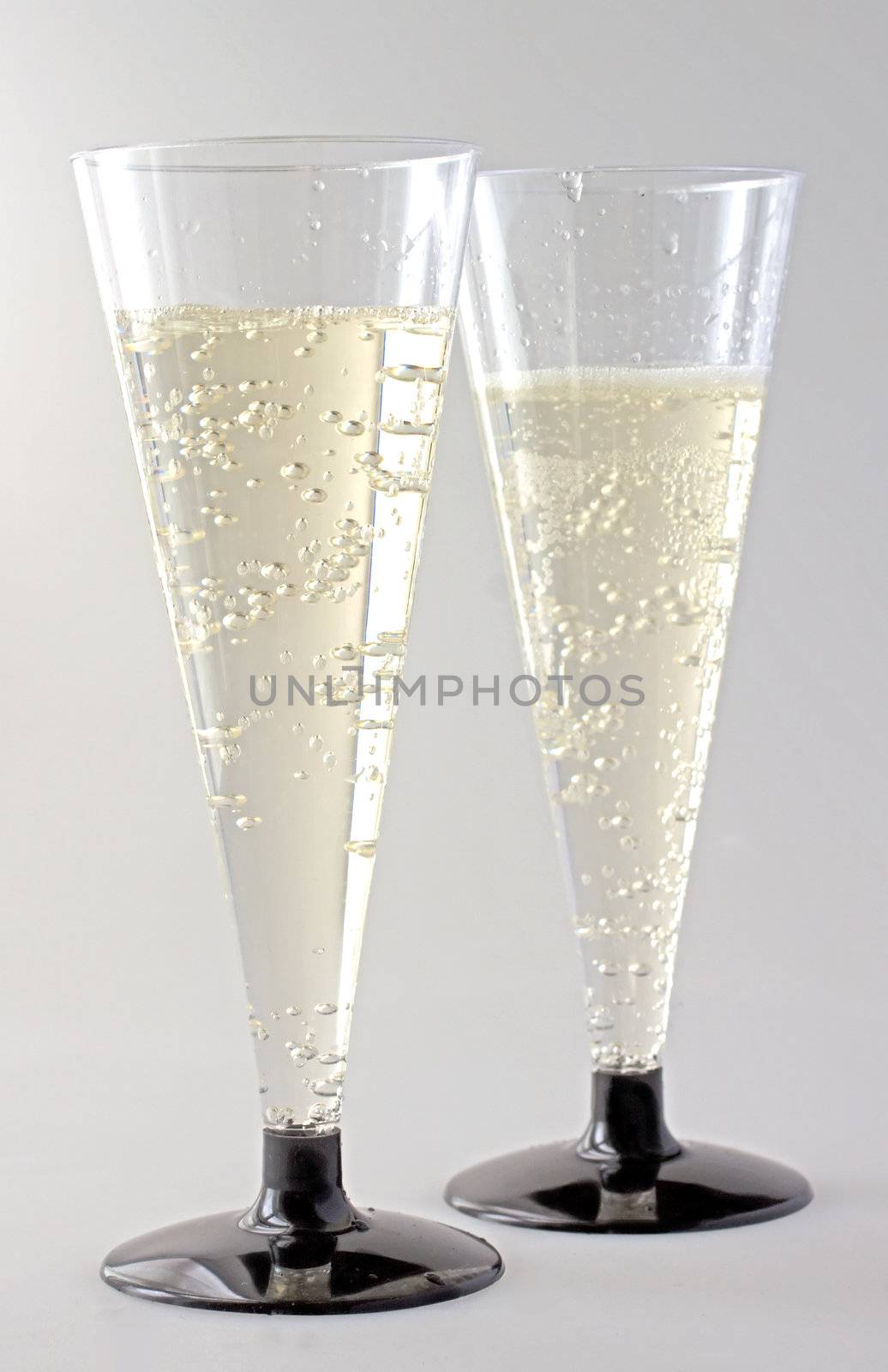 Two flutes of Prosecco (italian wine) seen from above