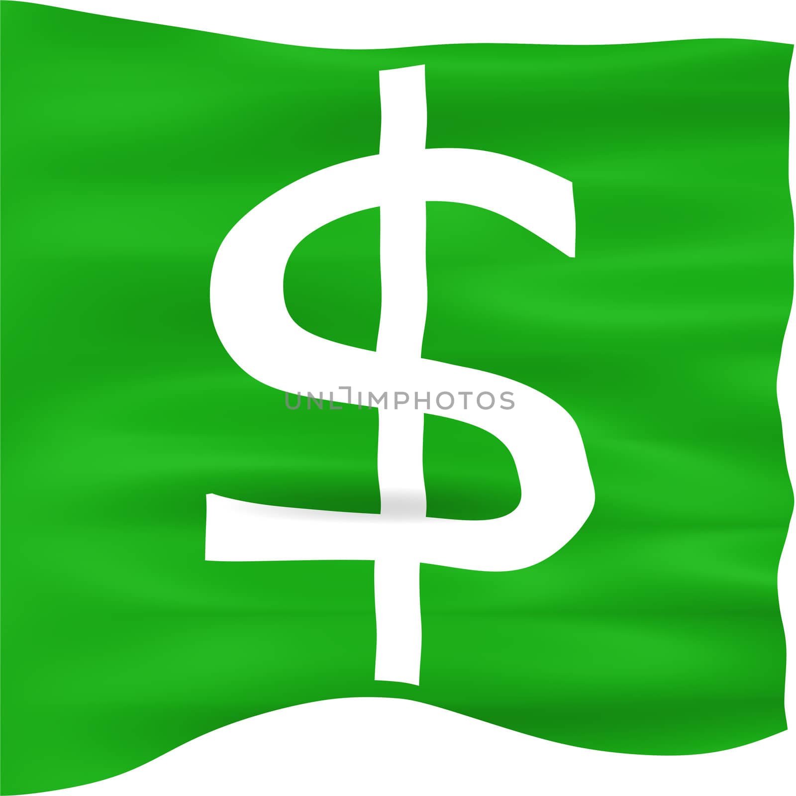 3d dollar flag isolated in white