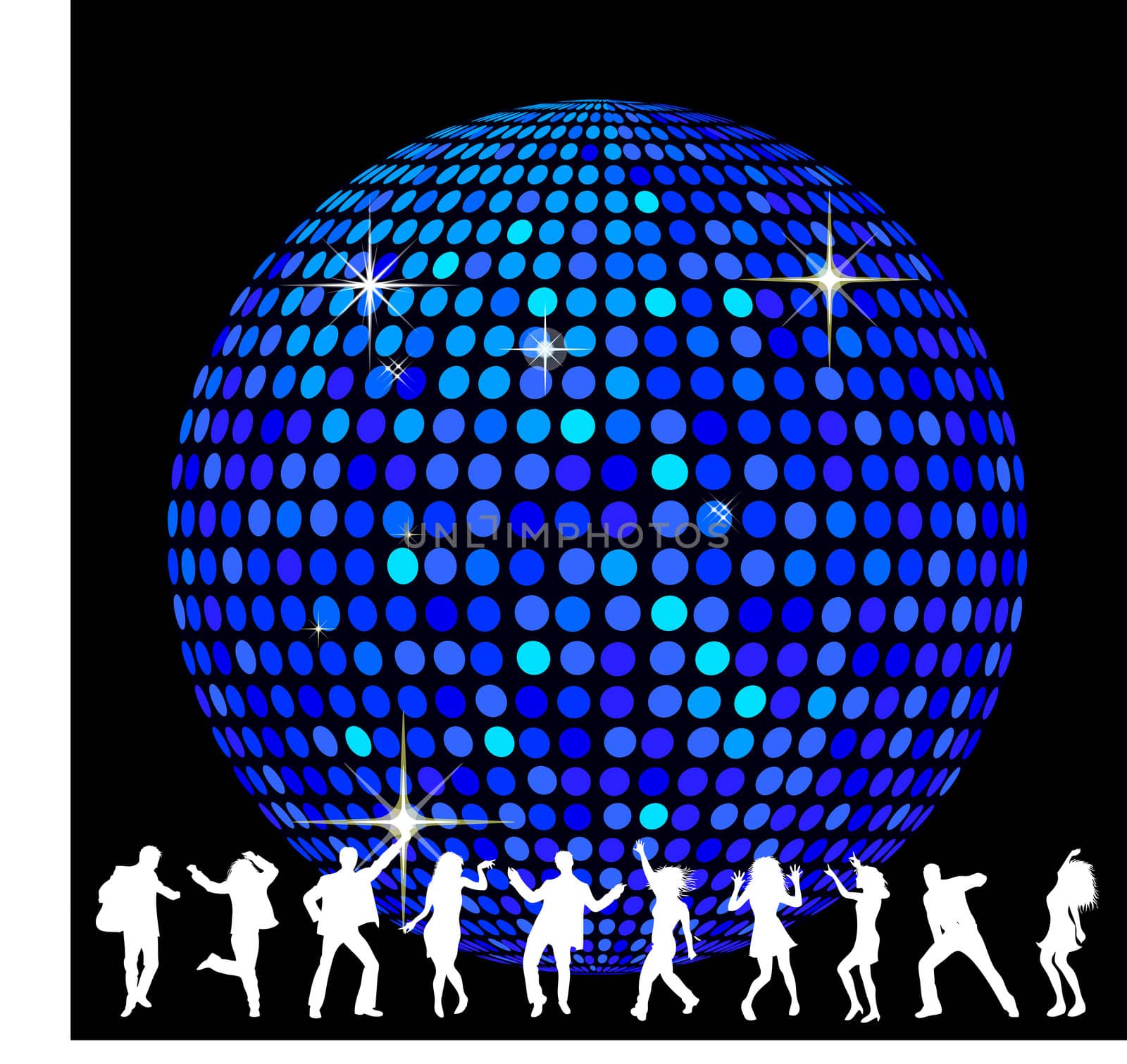 Disco Ball and dancing People by peromarketing