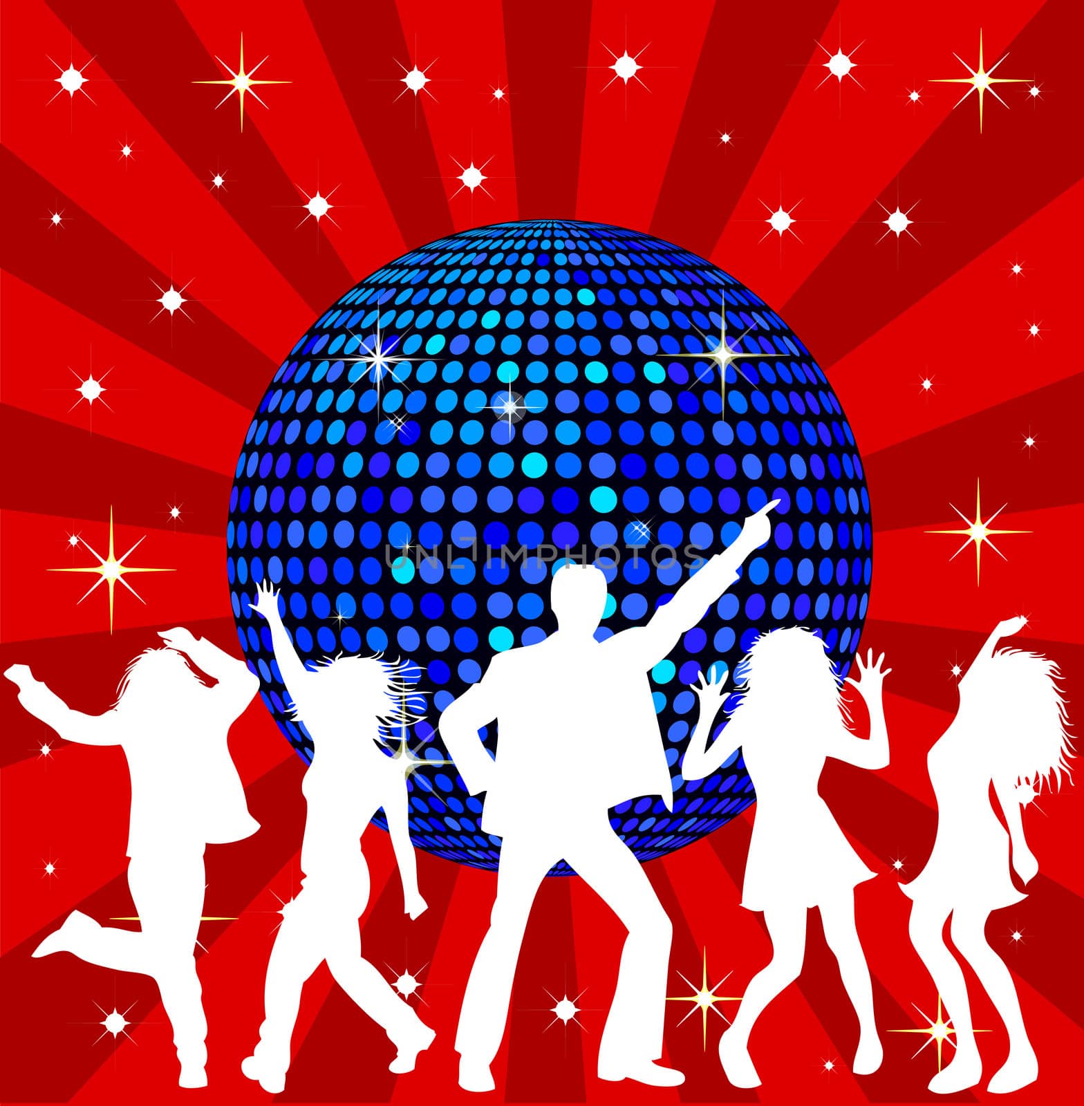 Disco Ball and dancing People by peromarketing