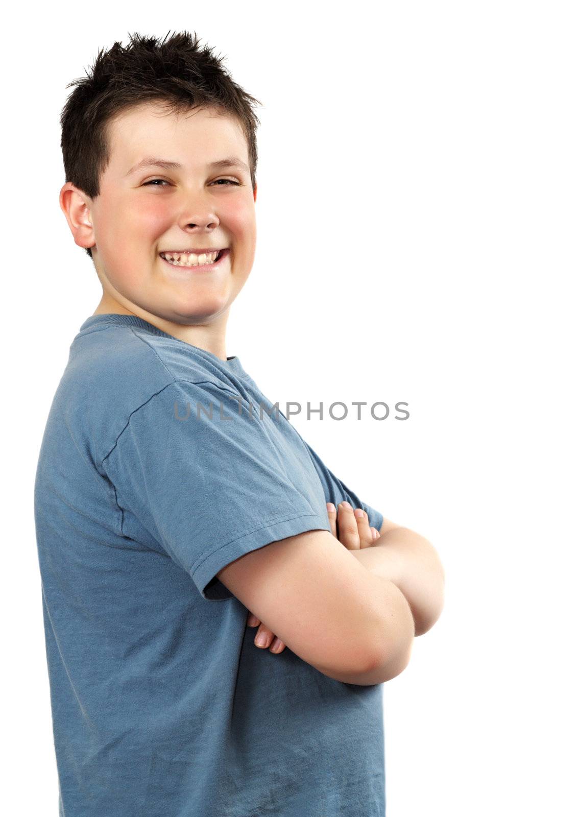 closeup portrait of a proud happy young teen boy