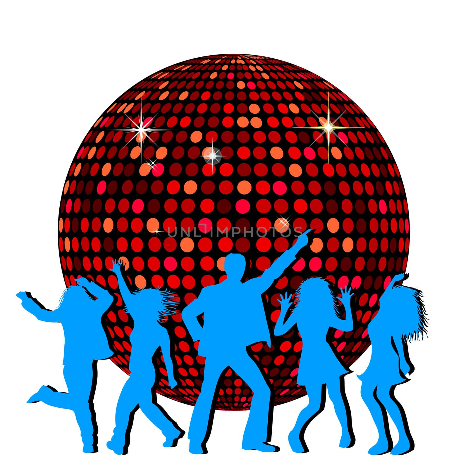 Disco Ball and dancing People