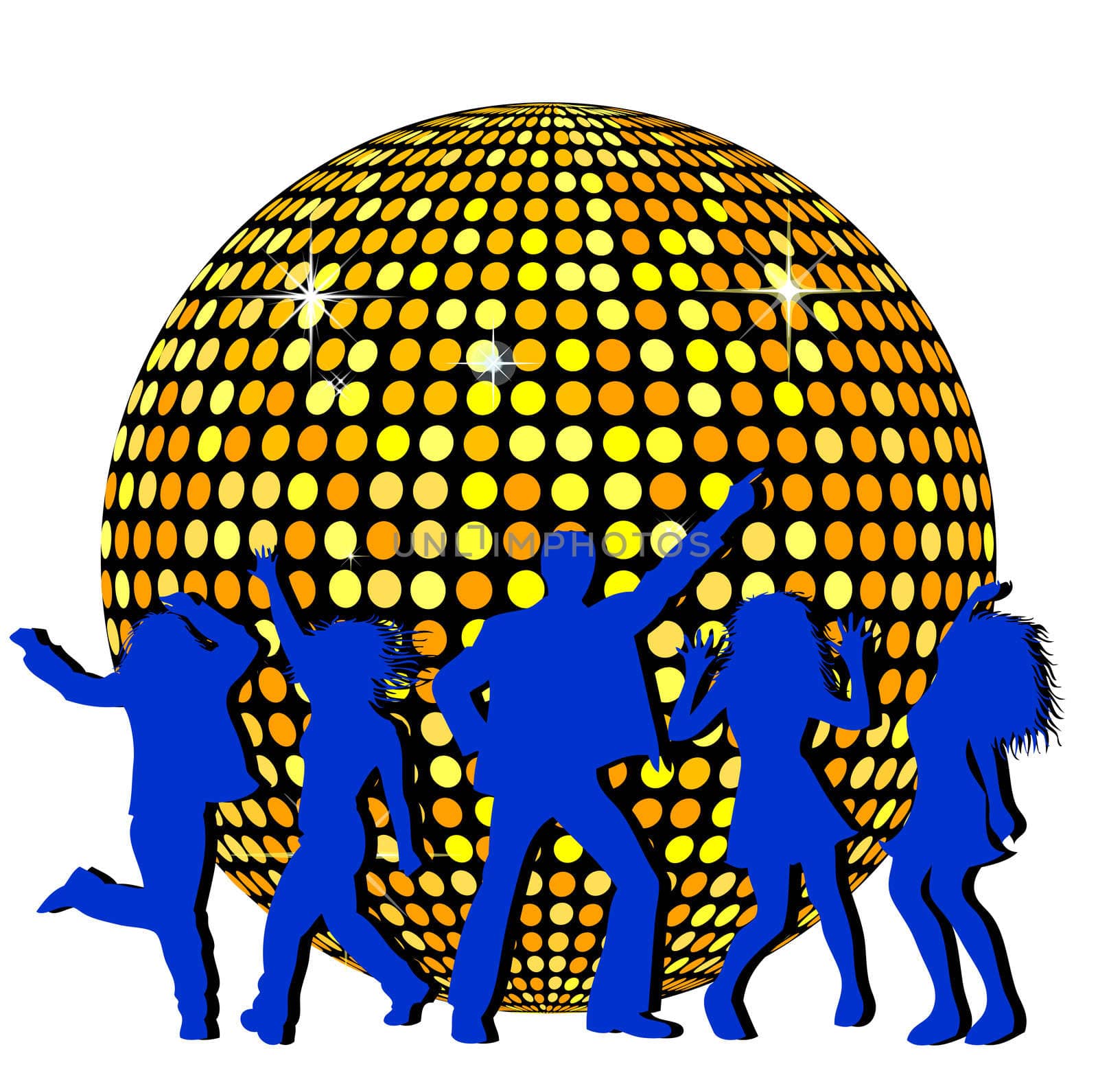 Disco Ball and dancing People by peromarketing