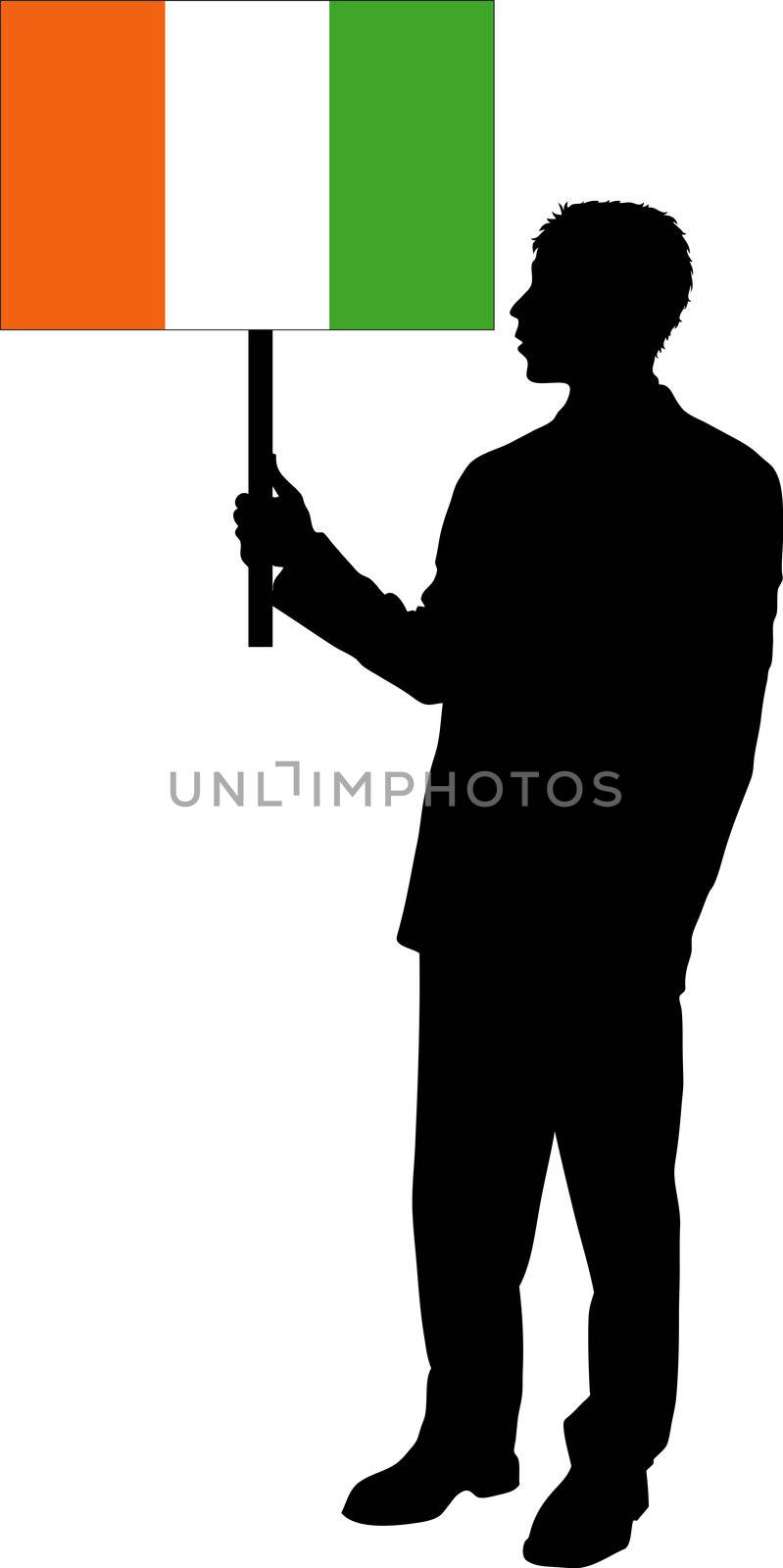 Silhouette with the Flag of Ivory Coast