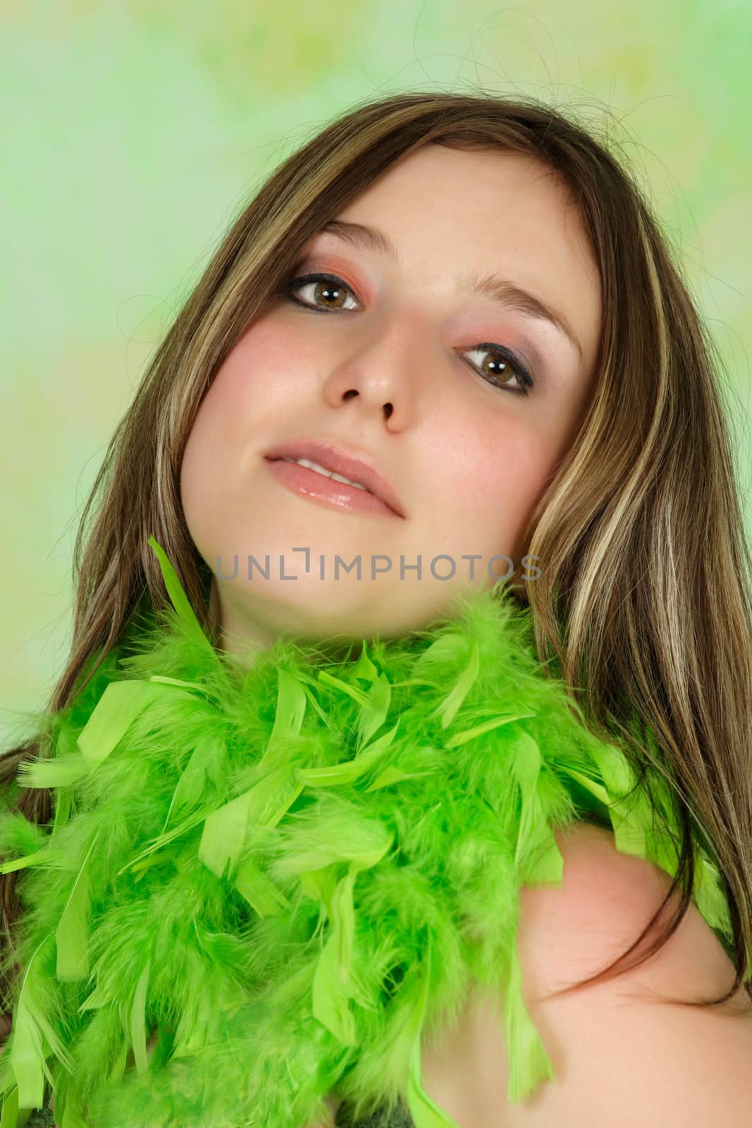 woman with feather boa by lanalanglois
