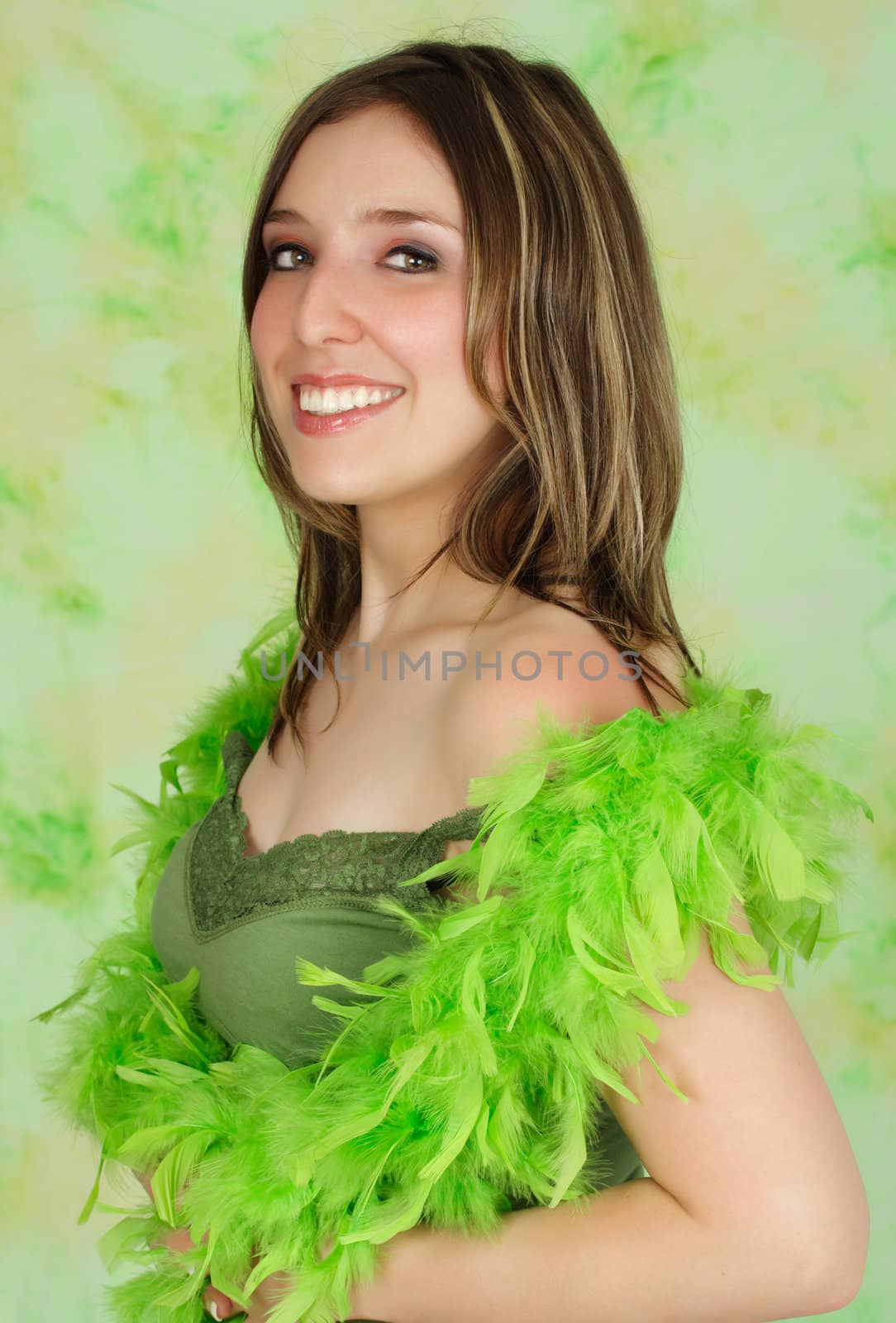 woman with feather boa by lanalanglois