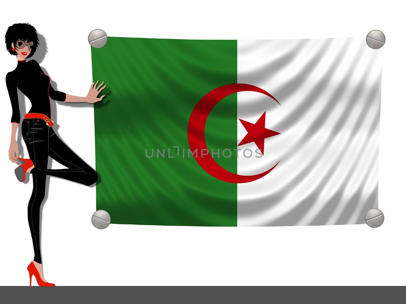 Girl with a Flag of Algeria by peromarketing