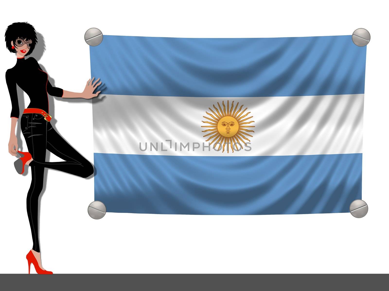 Girl with a Flag of Argentina