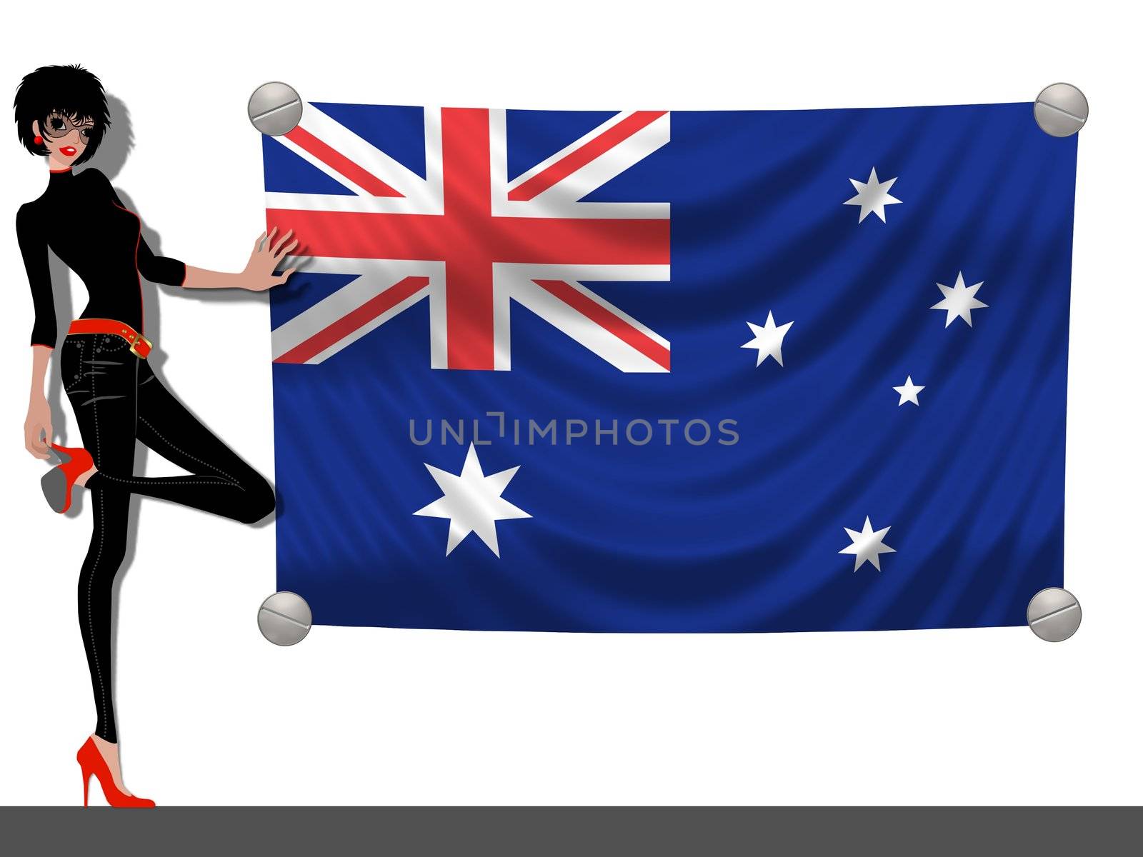 Girl with a Flag of Australia