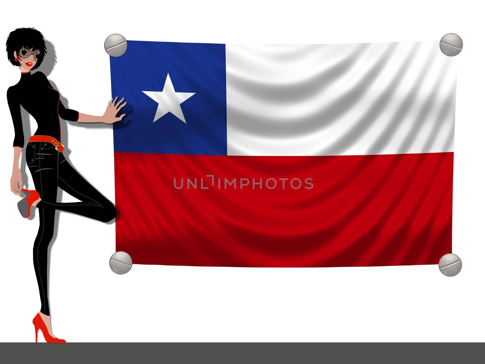 Girl with a Flag of Chile by peromarketing